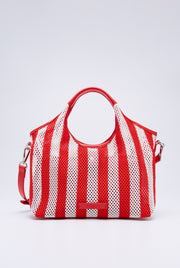 STRIPED MESH TOTE BAG