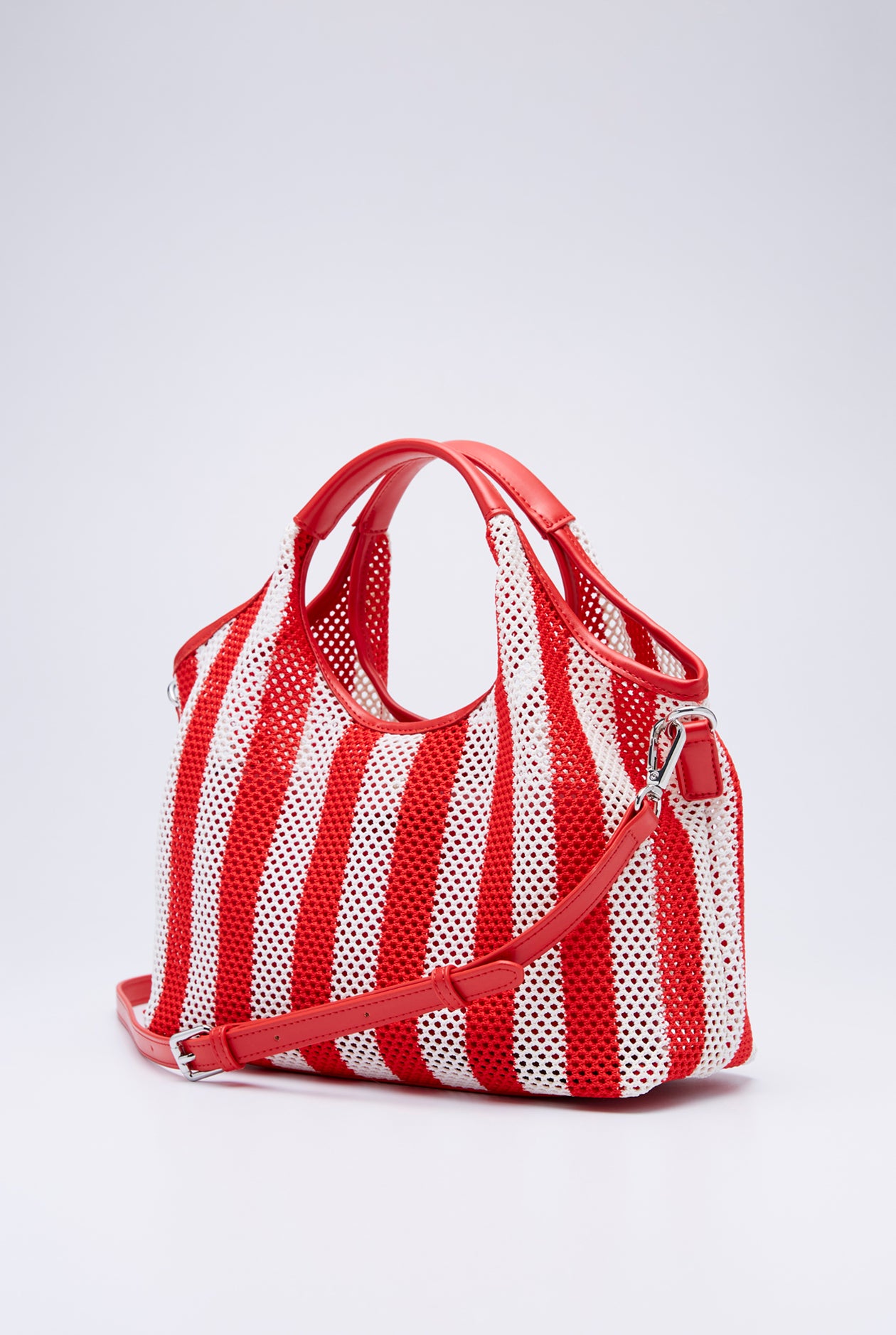 STRIPED MESH TOTE BAG