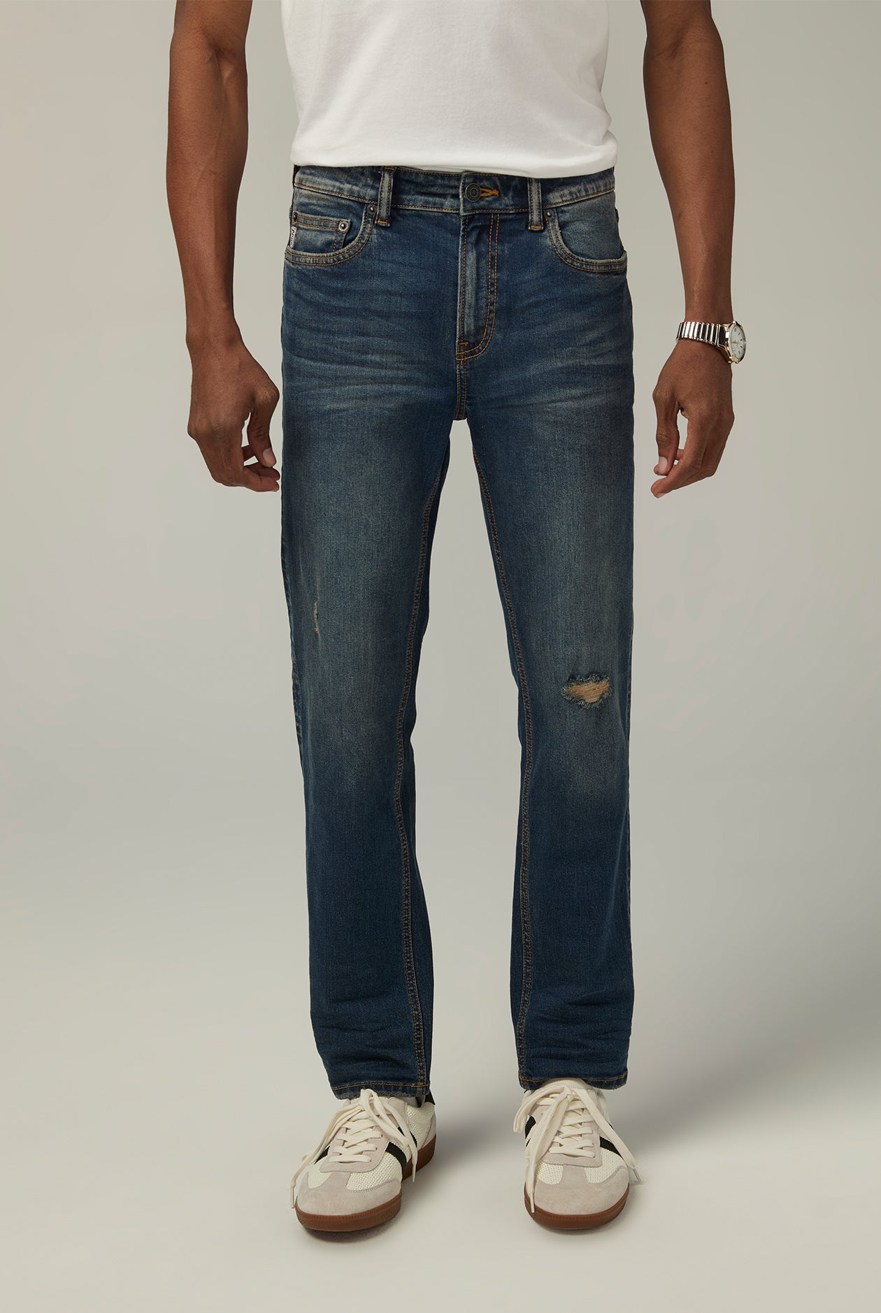 DESTROYED MID BLUE WASH SKINNY JEANS Blue / 38