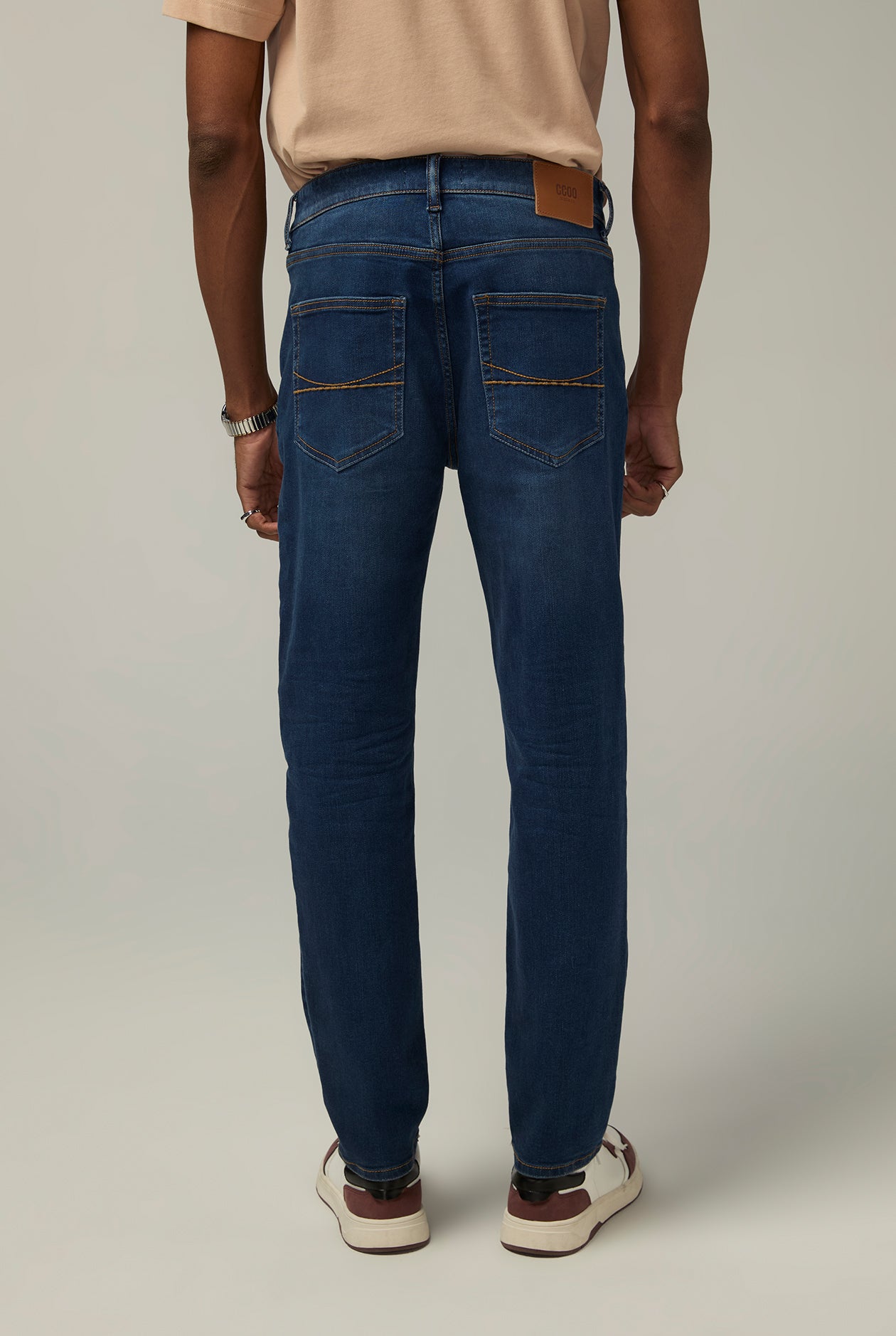 DESTROYED MID BLUE WASH SLIM JEANS Dark Blue / 38