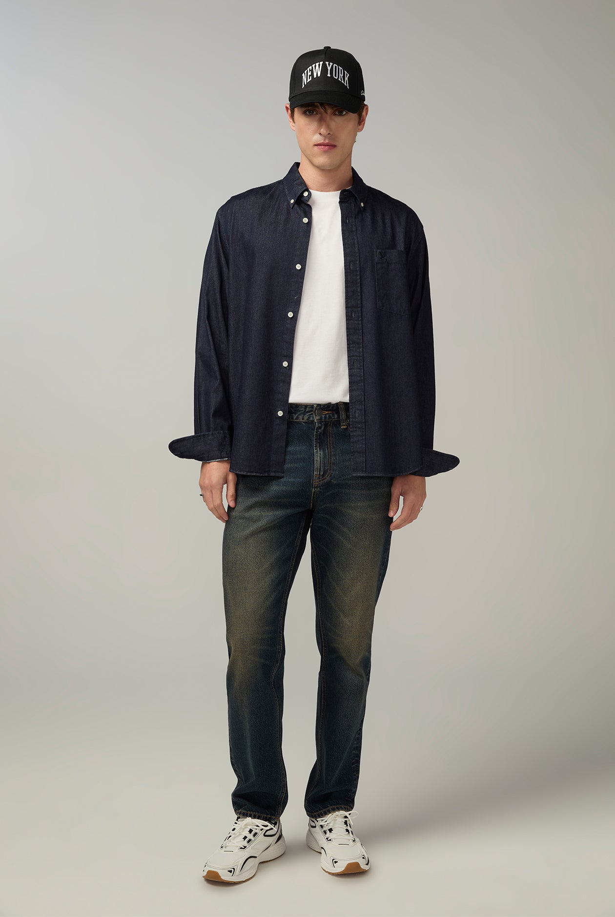 DARK BLUE WASH STRAIGHT JEANS Blue / 38