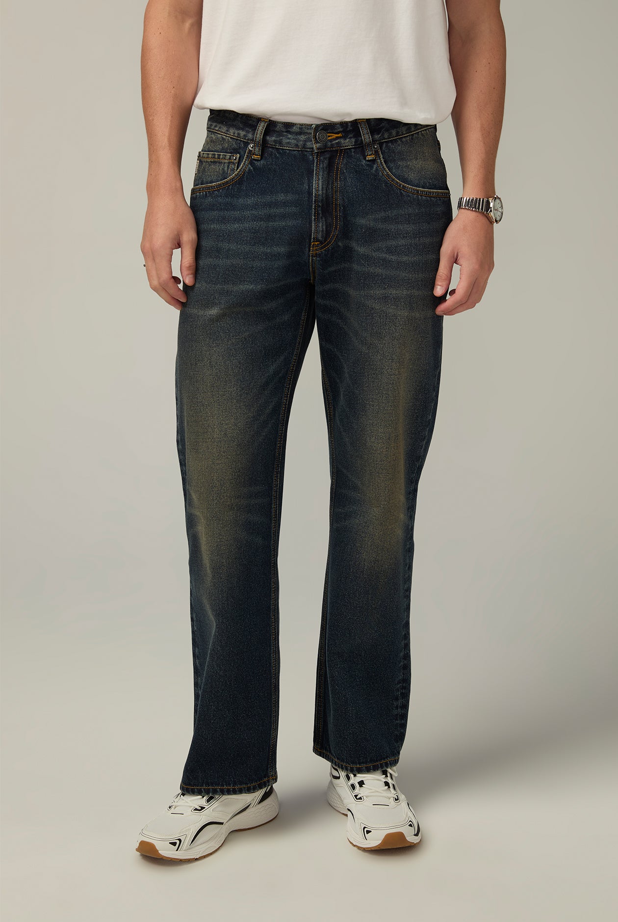 DARK BLUE WASH FLARE JEANS Dark Blue / 38