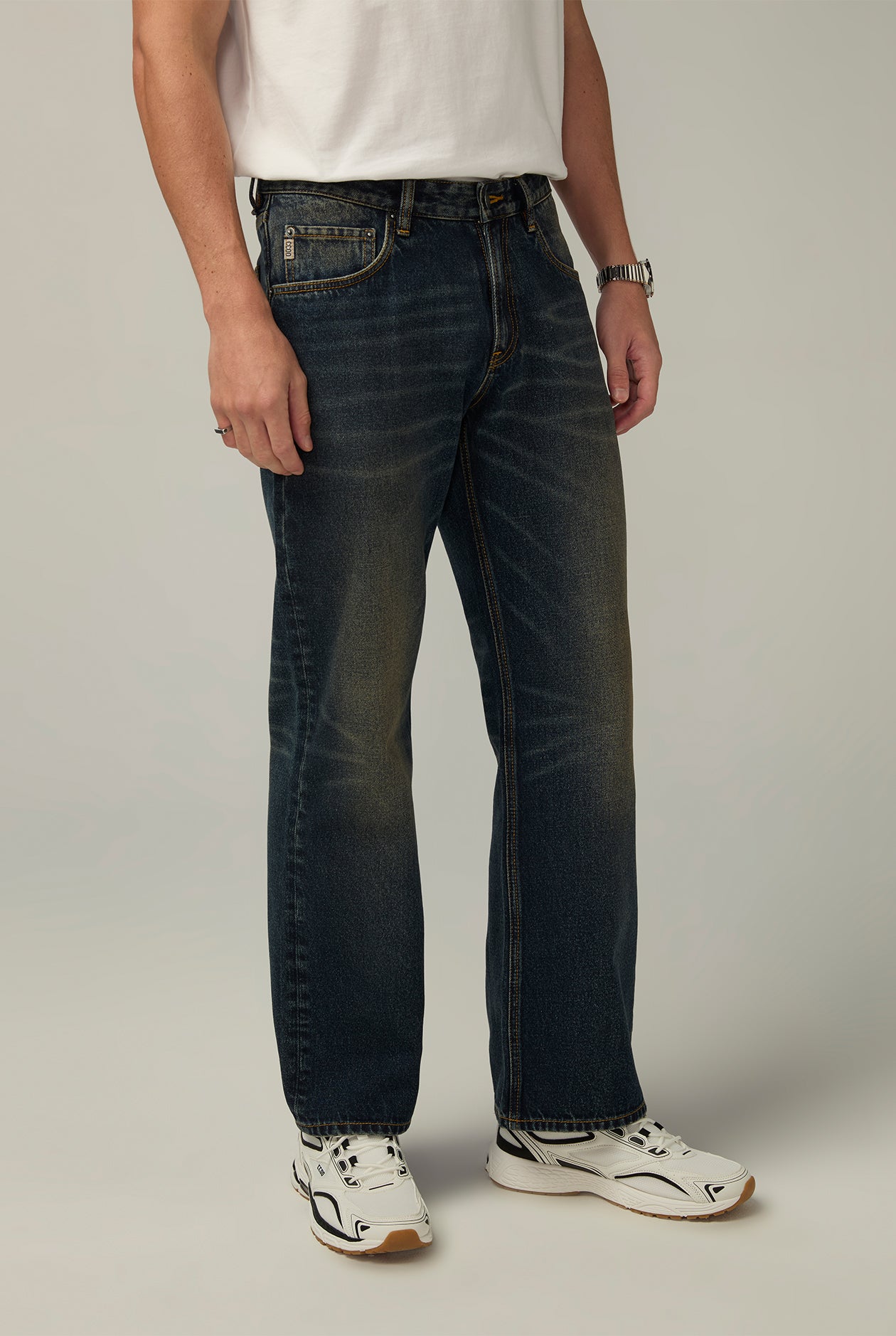 DARK BLUE WASH FLARE JEANS Dark Blue / 38