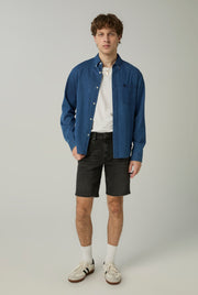 DESTROYED BLACK WASH SLIM DENIM SHORTS Black / 38