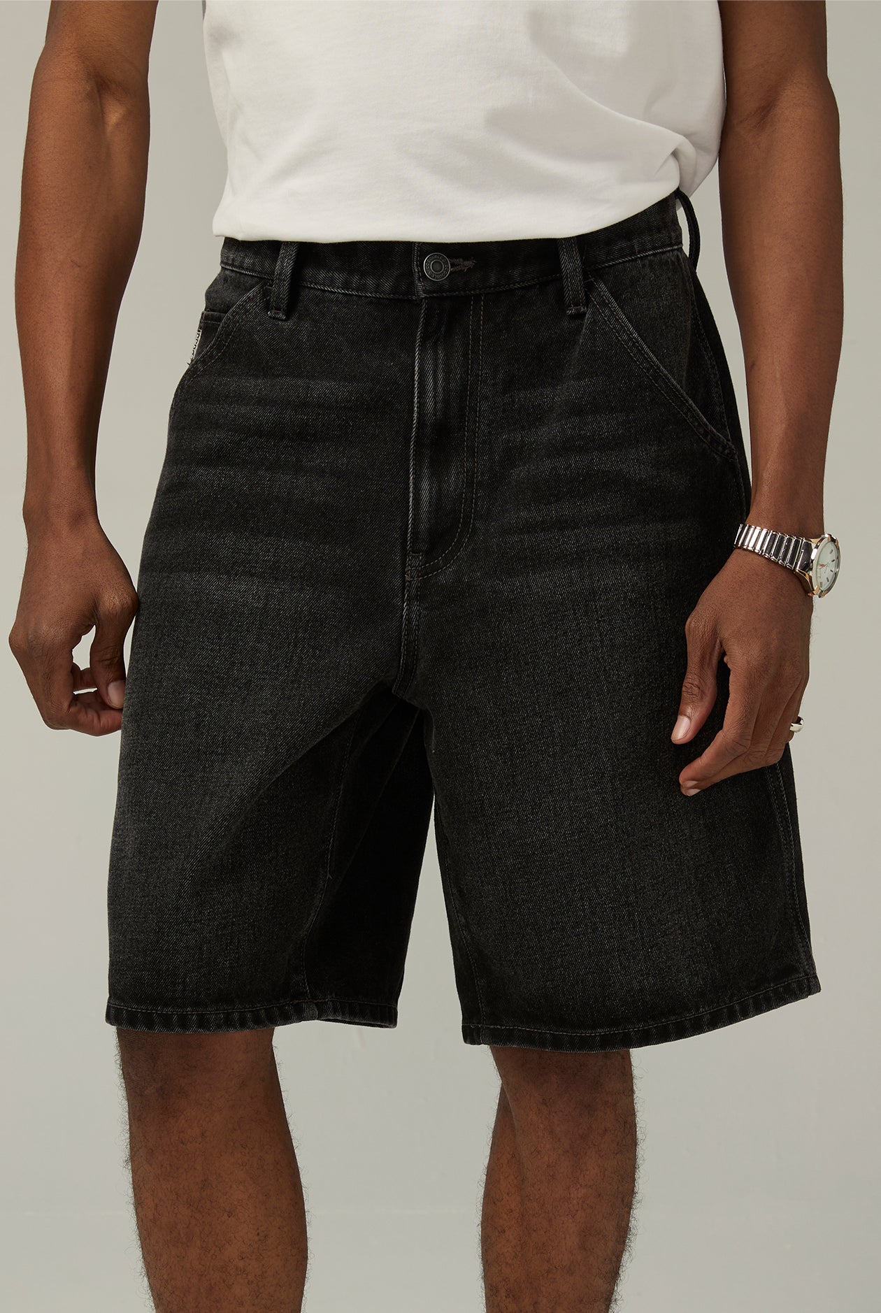 BLACK WASH LOOSE DENIM SHORTS Black / 38