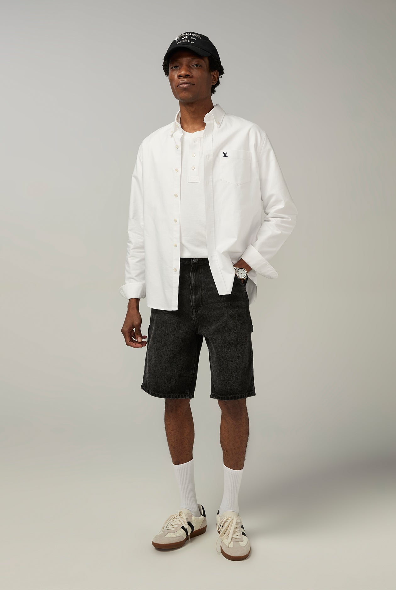 BLACK WASH LOOSE DENIM SHORTS Black / 38