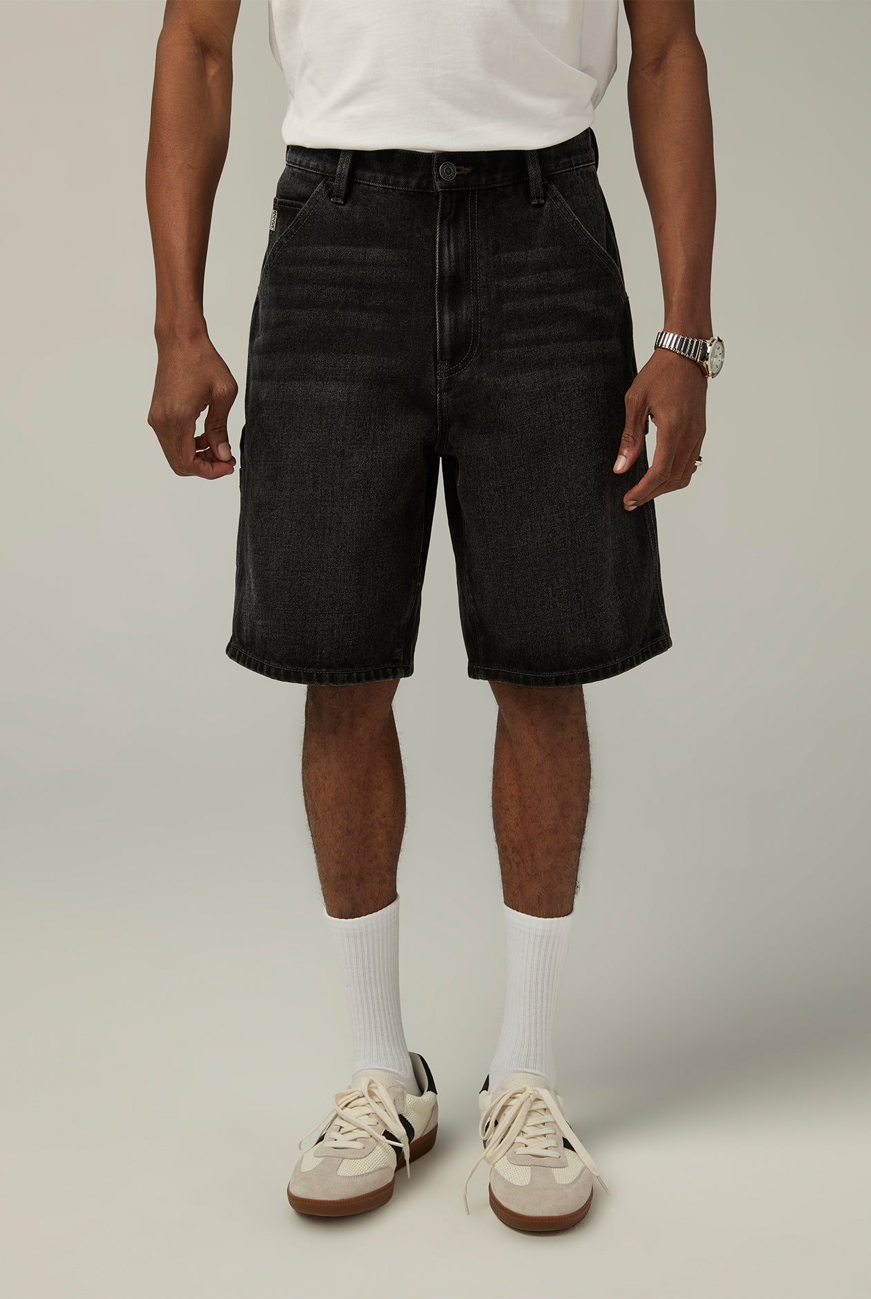 BLACK WASH LOOSE DENIM SHORTS Black / 38