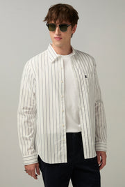 LONG SLEEVE STRIPED POPLIN SHIRT Navy / XXL