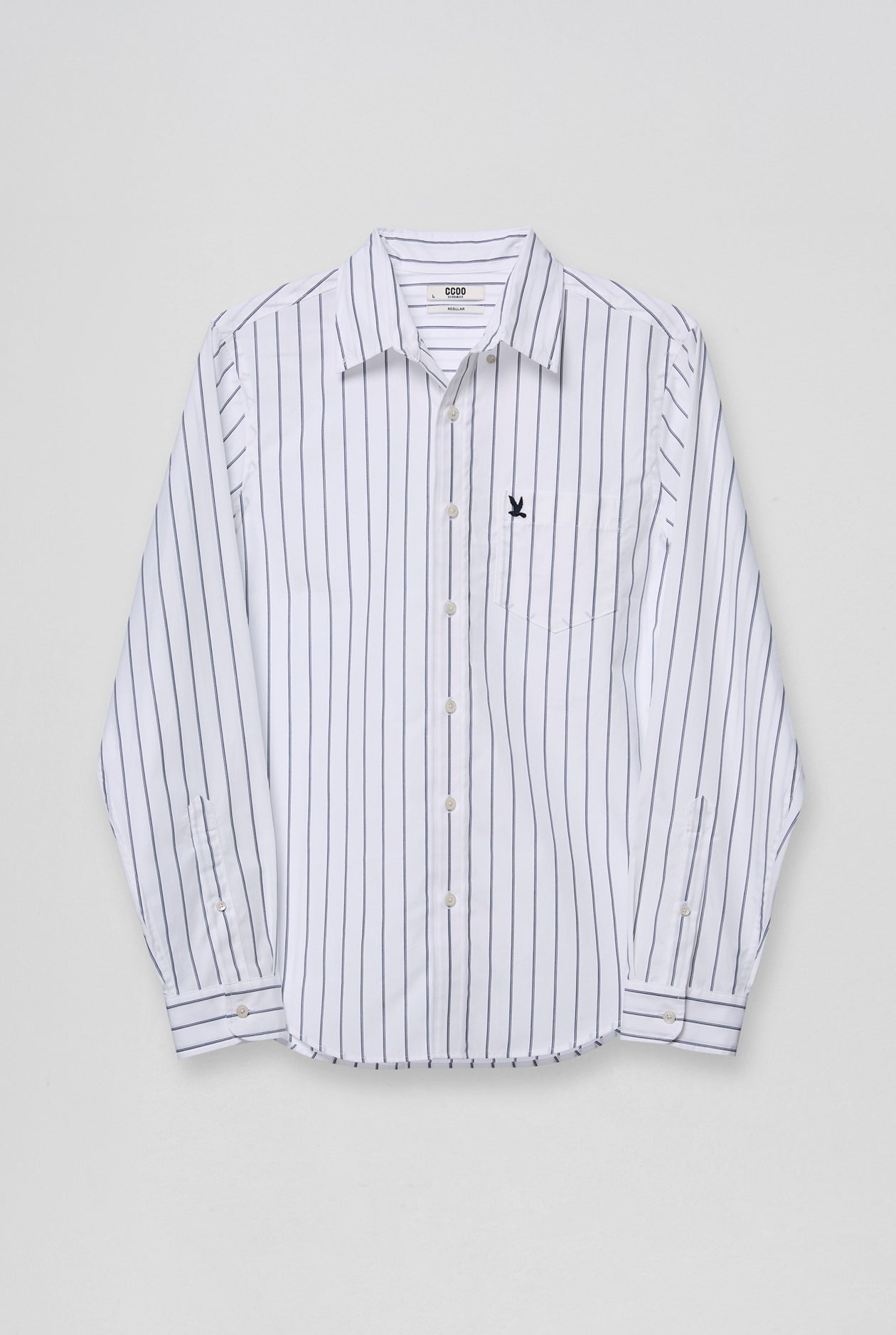 LONG SLEEVE STRIPED POPLIN SHIRT Navy / XXL