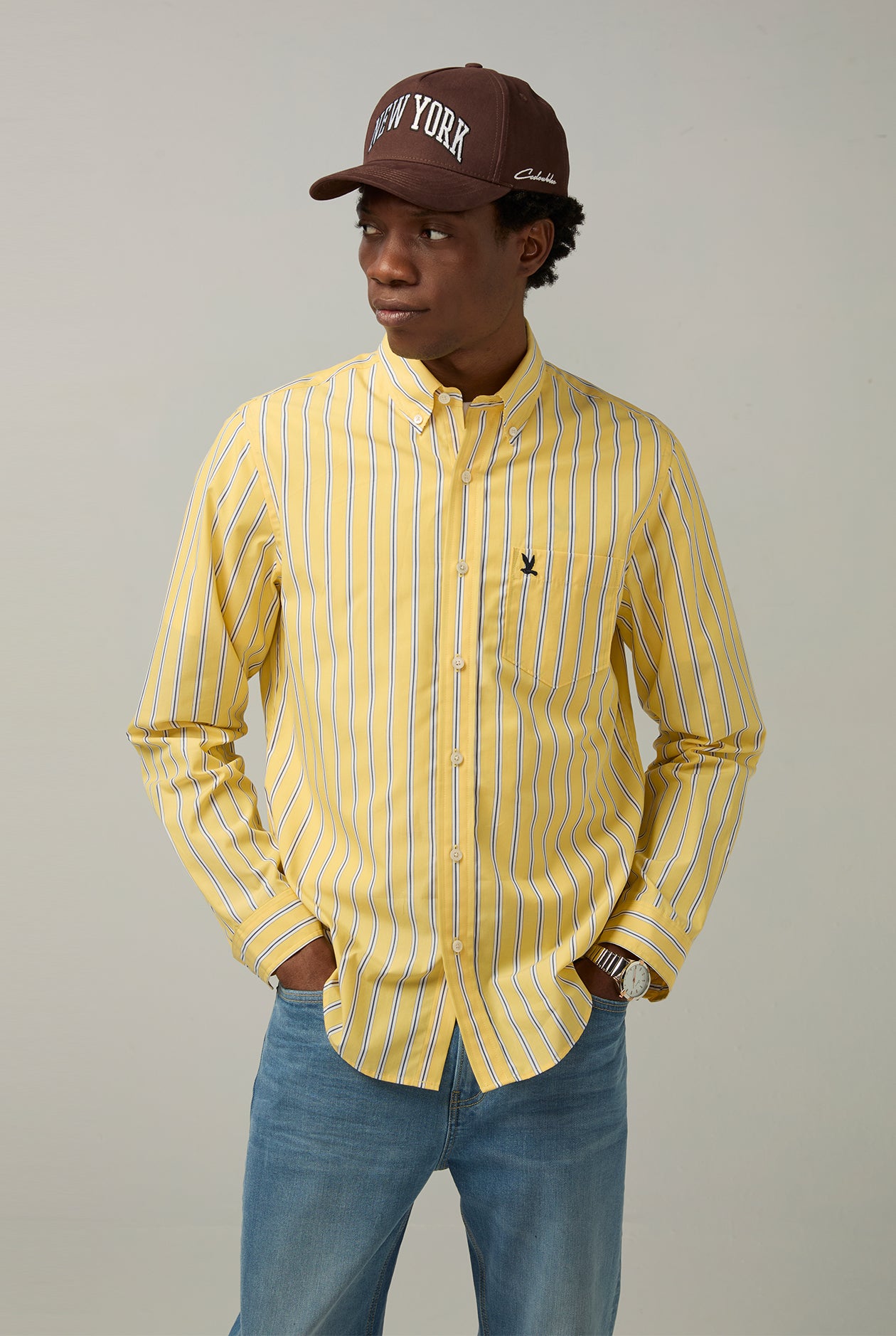 YELLOW STRIPED POPLIN SHIRT Yellow / XXL