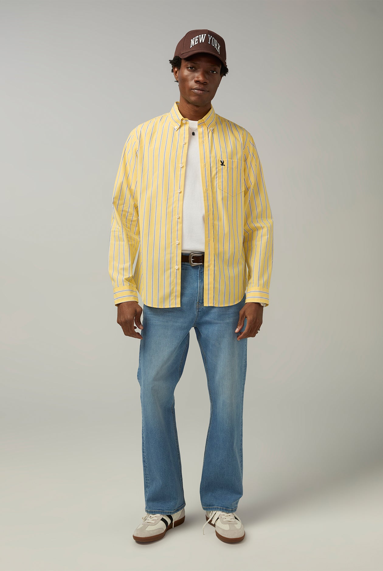 YELLOW STRIPED POPLIN SHIRT Yellow / XXL