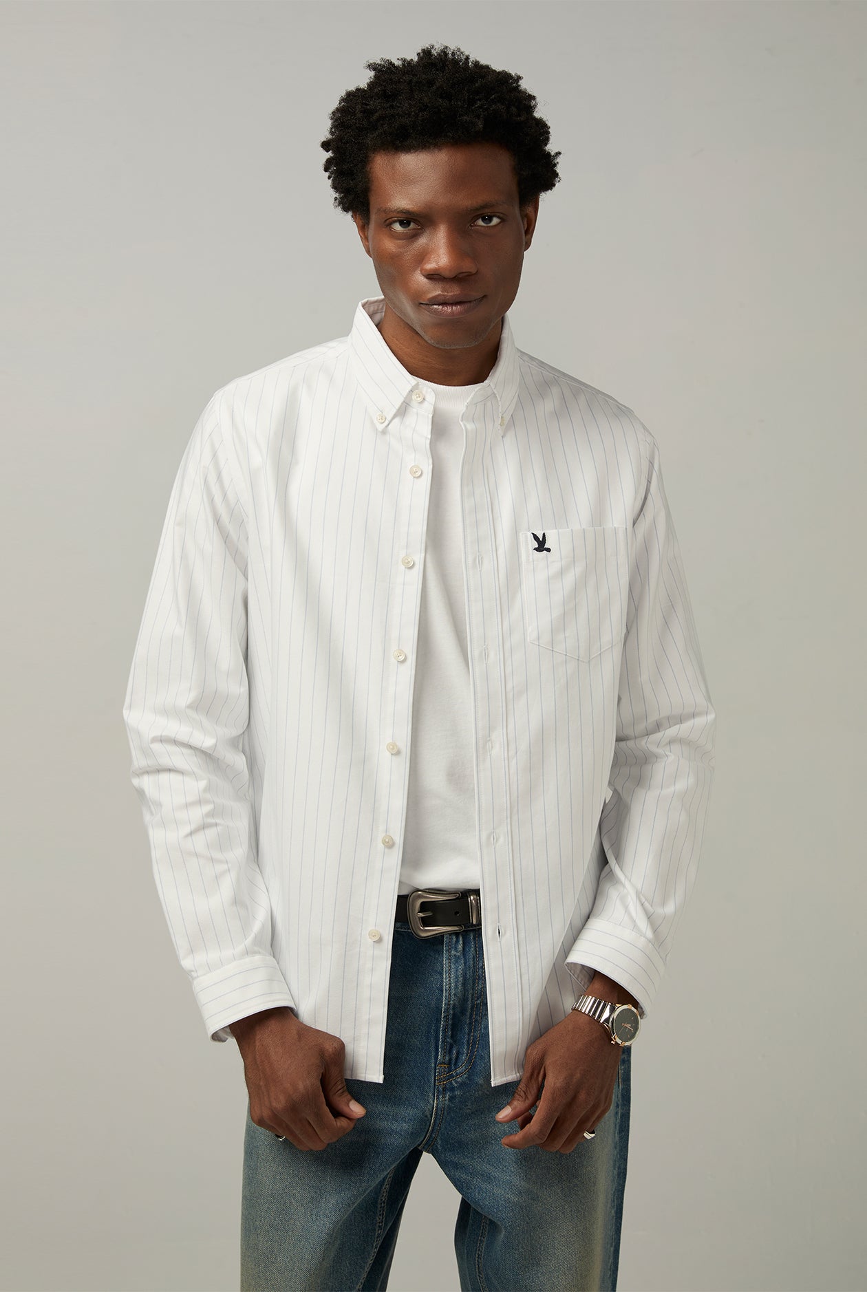 BLUE STRIPED OXFORD SHIRT Blue / XXL