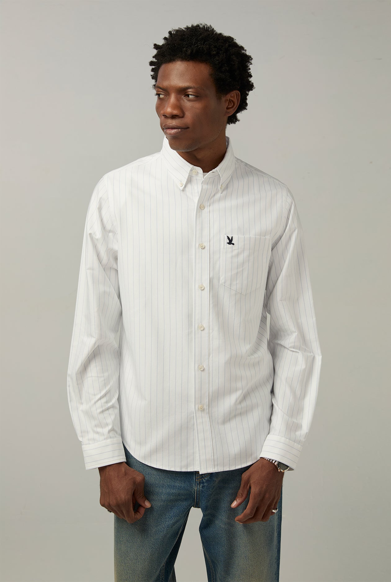 BLUE STRIPED OXFORD SHIRT Blue / XXL