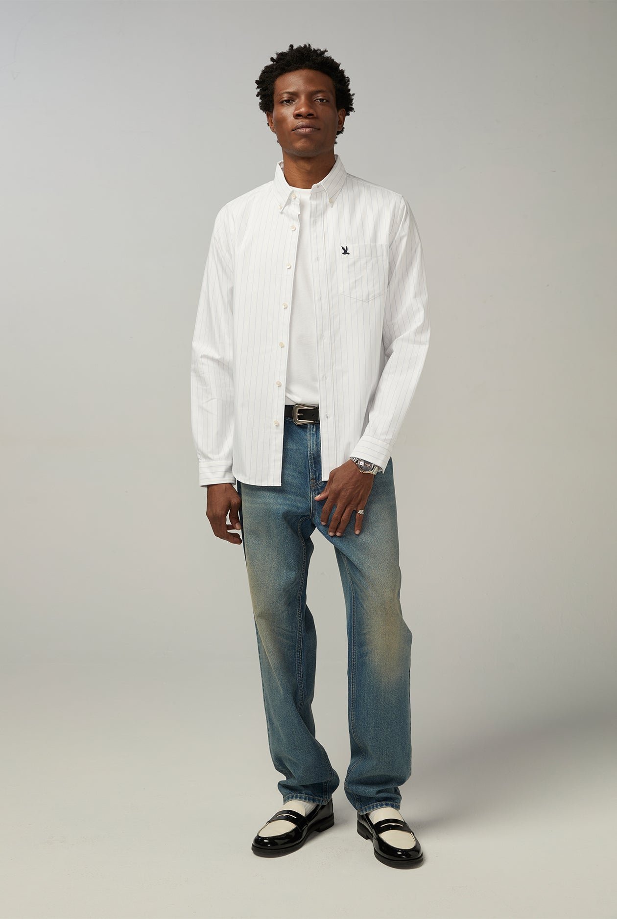 BLUE STRIPED OXFORD SHIRT Blue / XXL