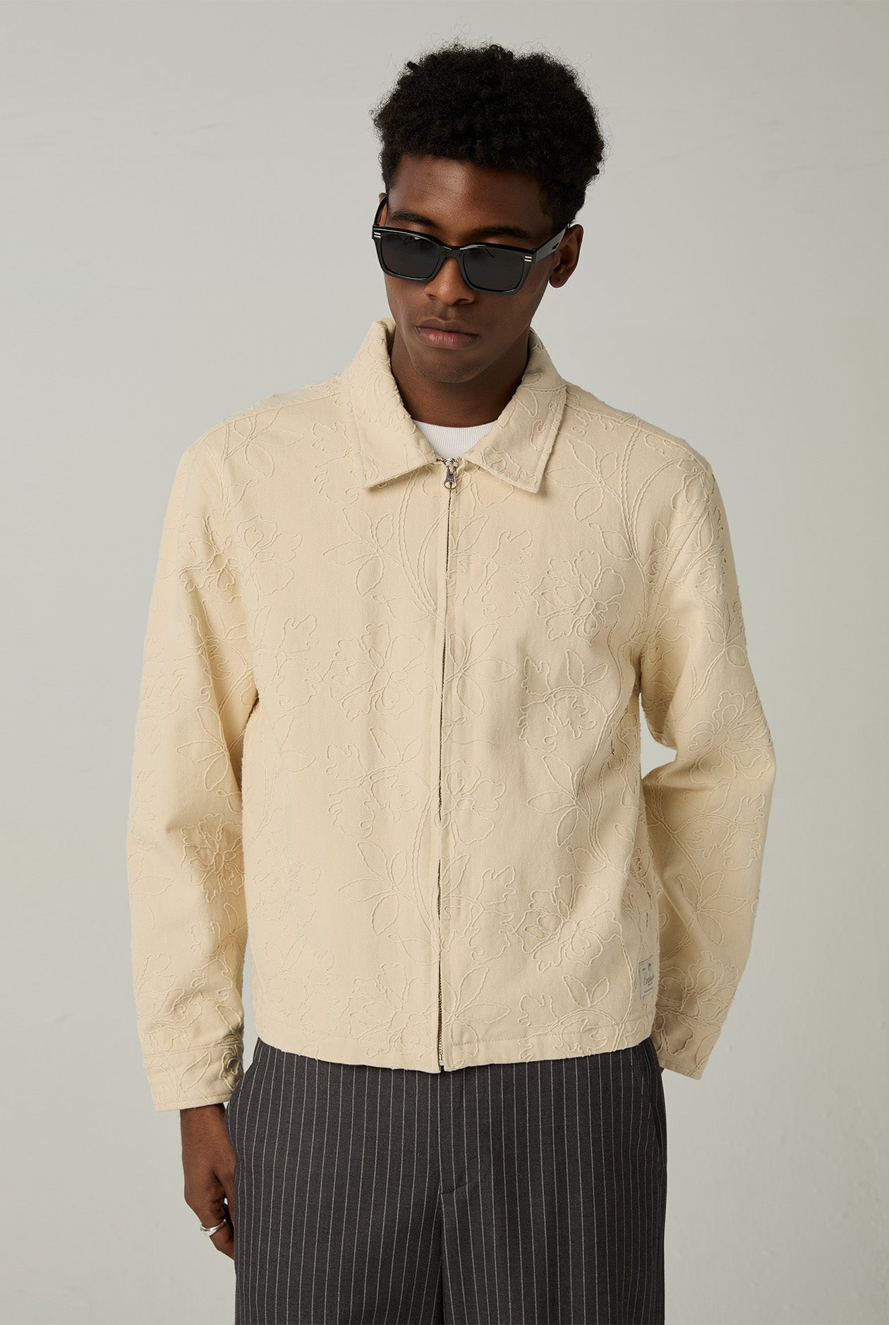 EMBROIDERED TEXTURE ZIP JACKET