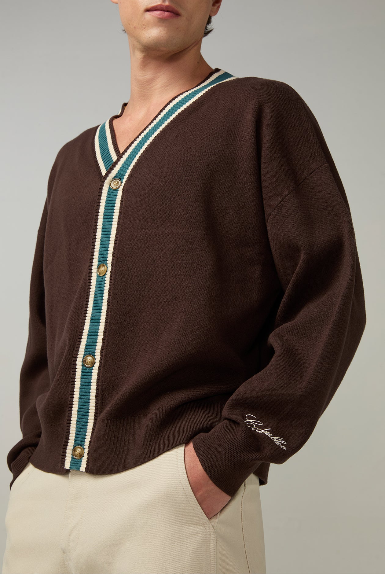 PLACKET STRIPED CARDIGAN