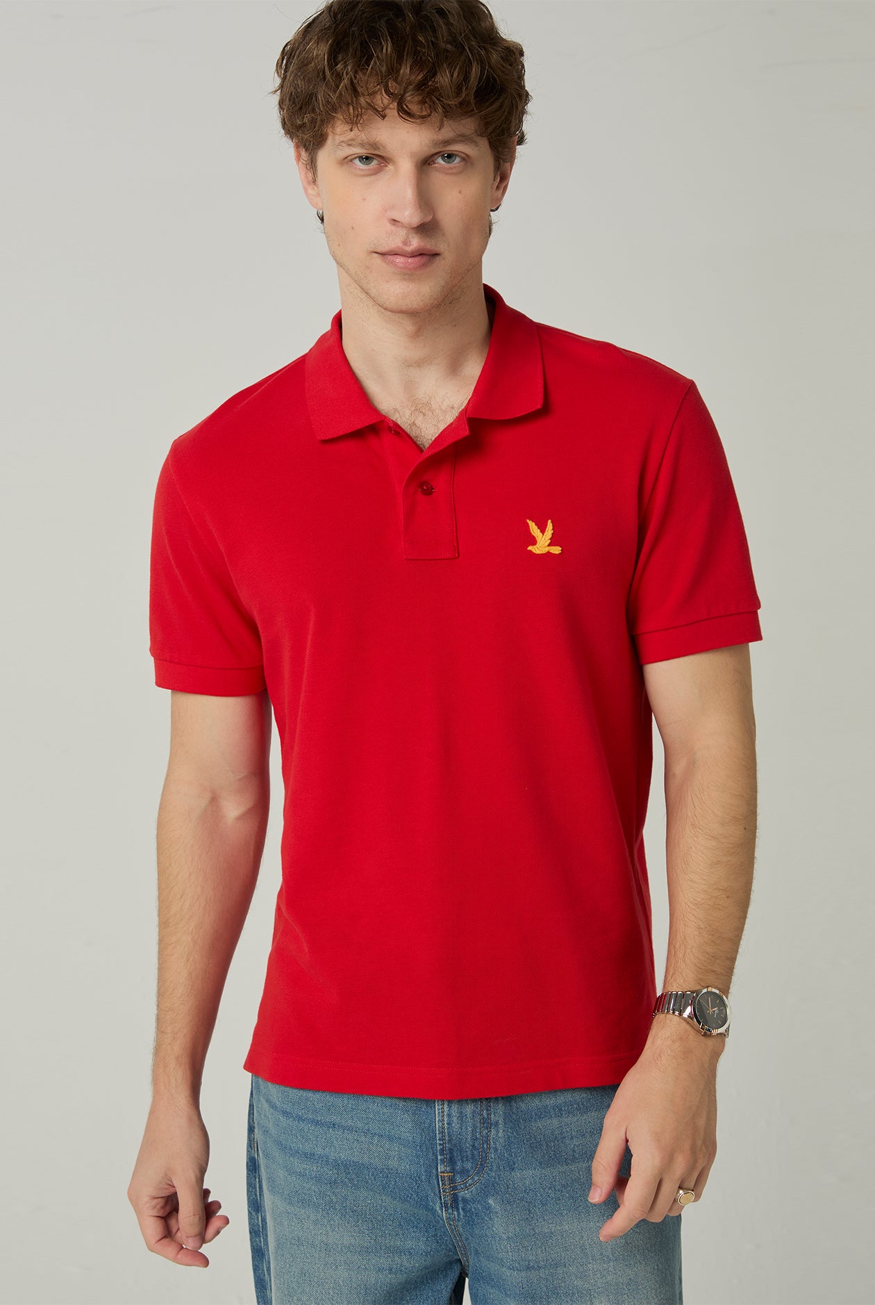 GOLDEN BIRD LOGO PIQUE POLO
