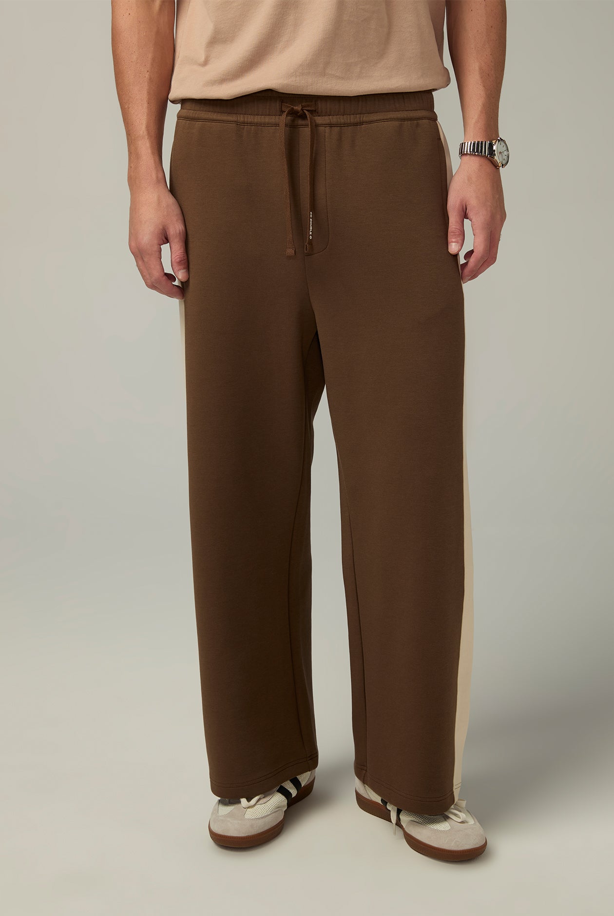 WIDE FIT SIDE STRIPED PANTS Brown / XL
