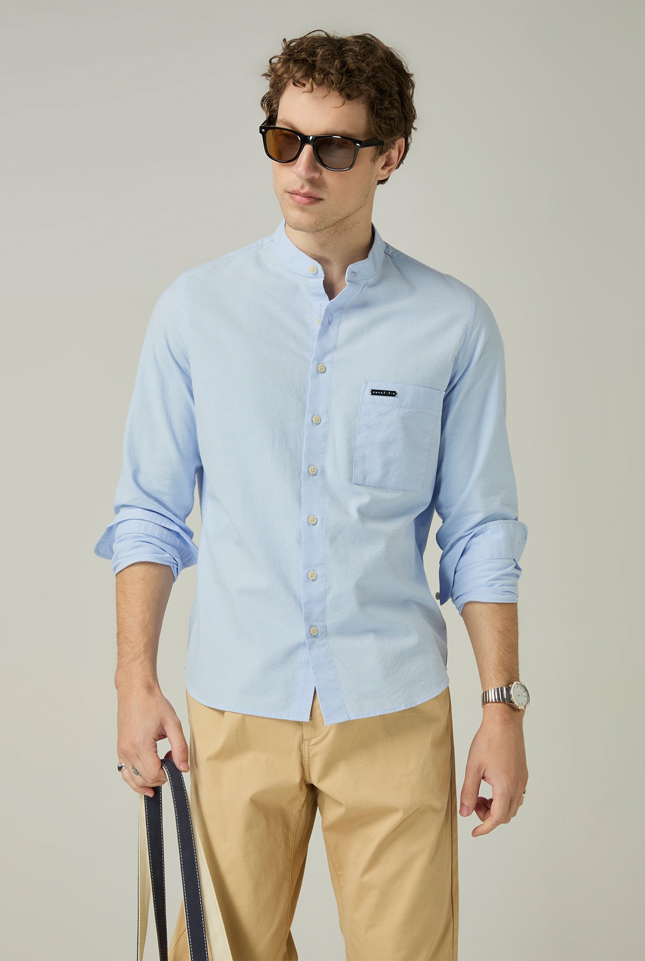 MANDARIN COLLAR OXFORD SHIRT - CC Double O Official Store