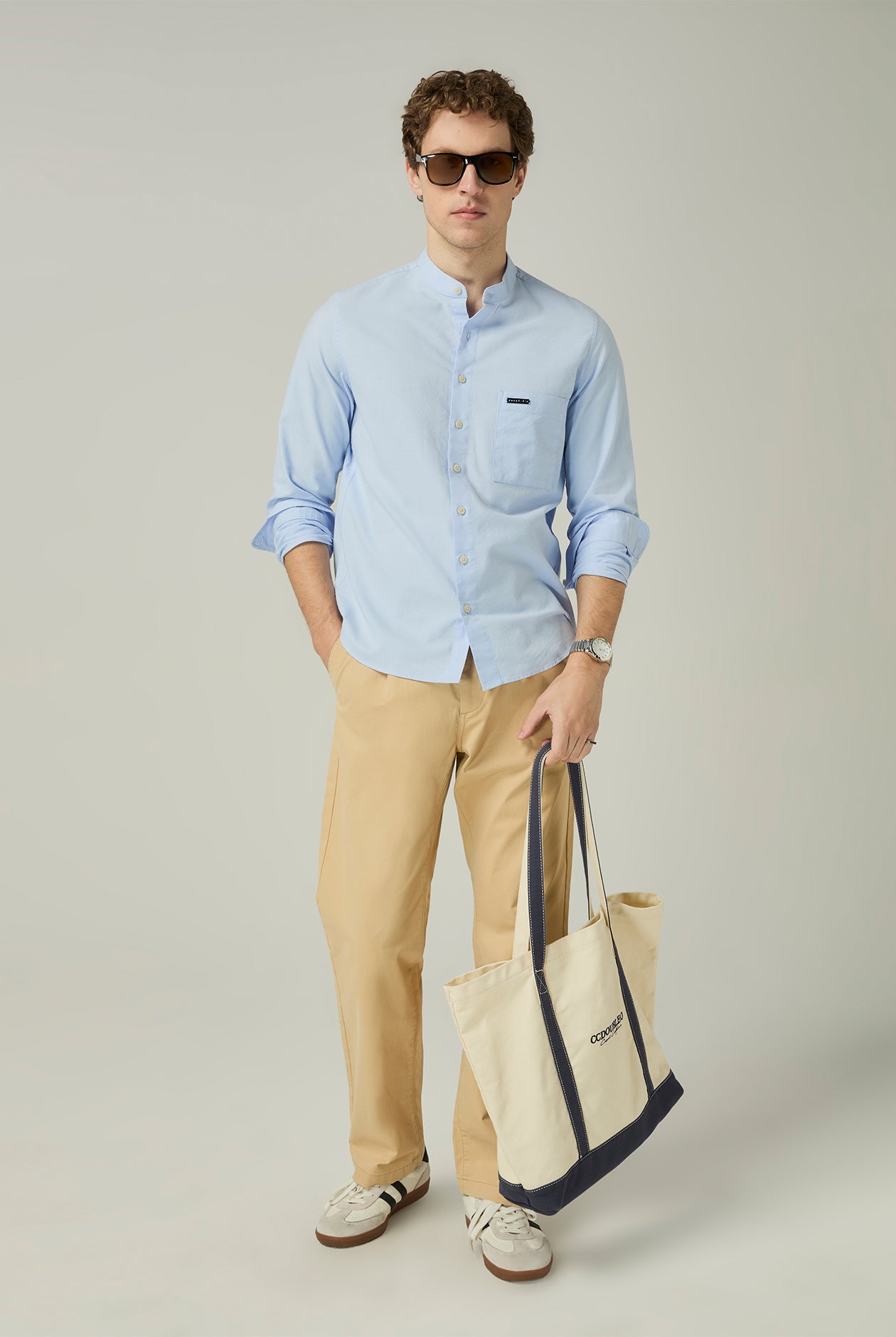 MANDARIN COLLAR OXFORD SHIRT - CC Double O Official Store