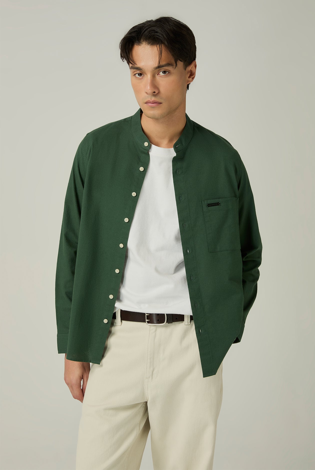 MANDARIN COLLAR OXFORD SHIRT - CC Double O Official Store