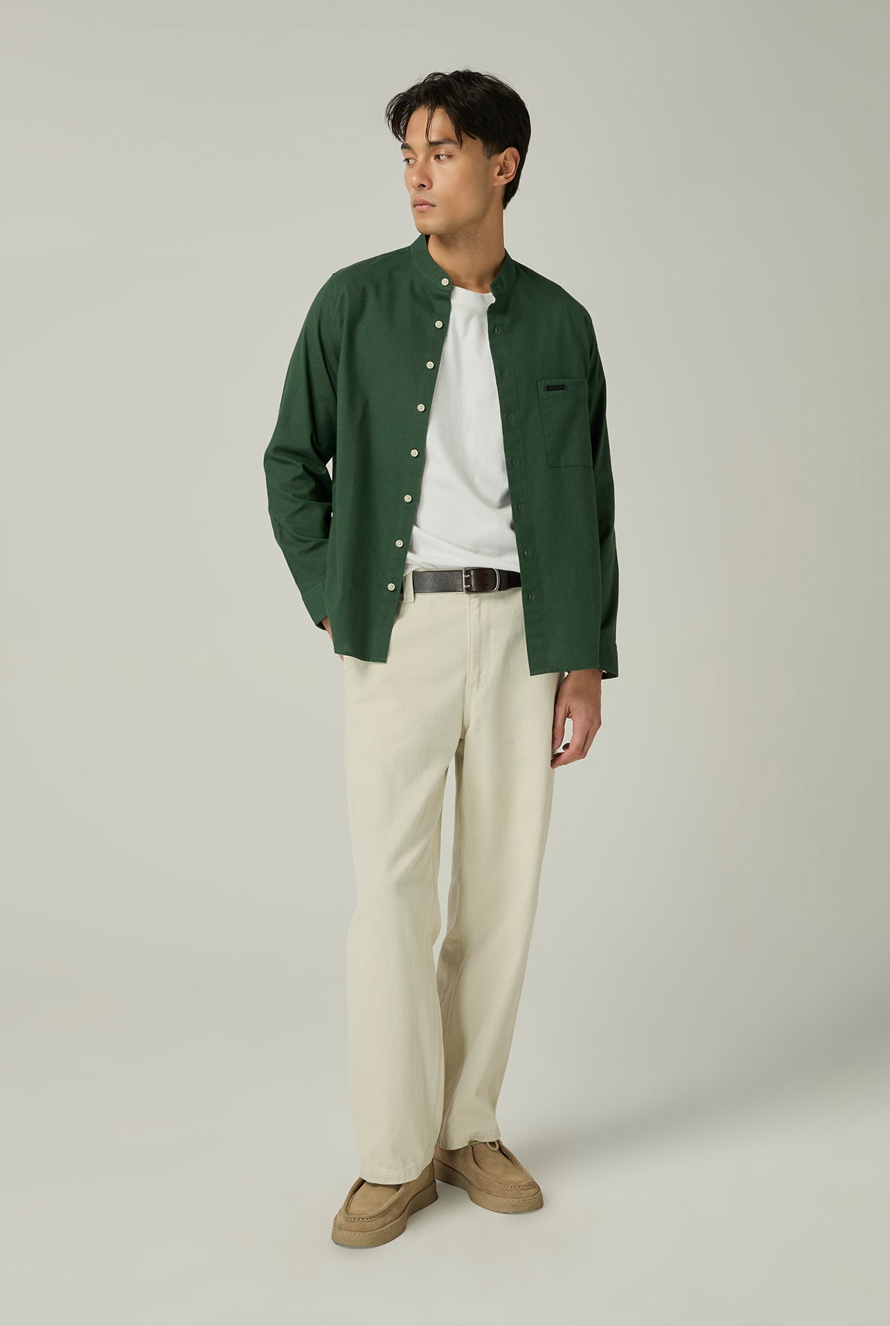 MANDARIN COLLAR OXFORD SHIRT - CC Double O Official Store