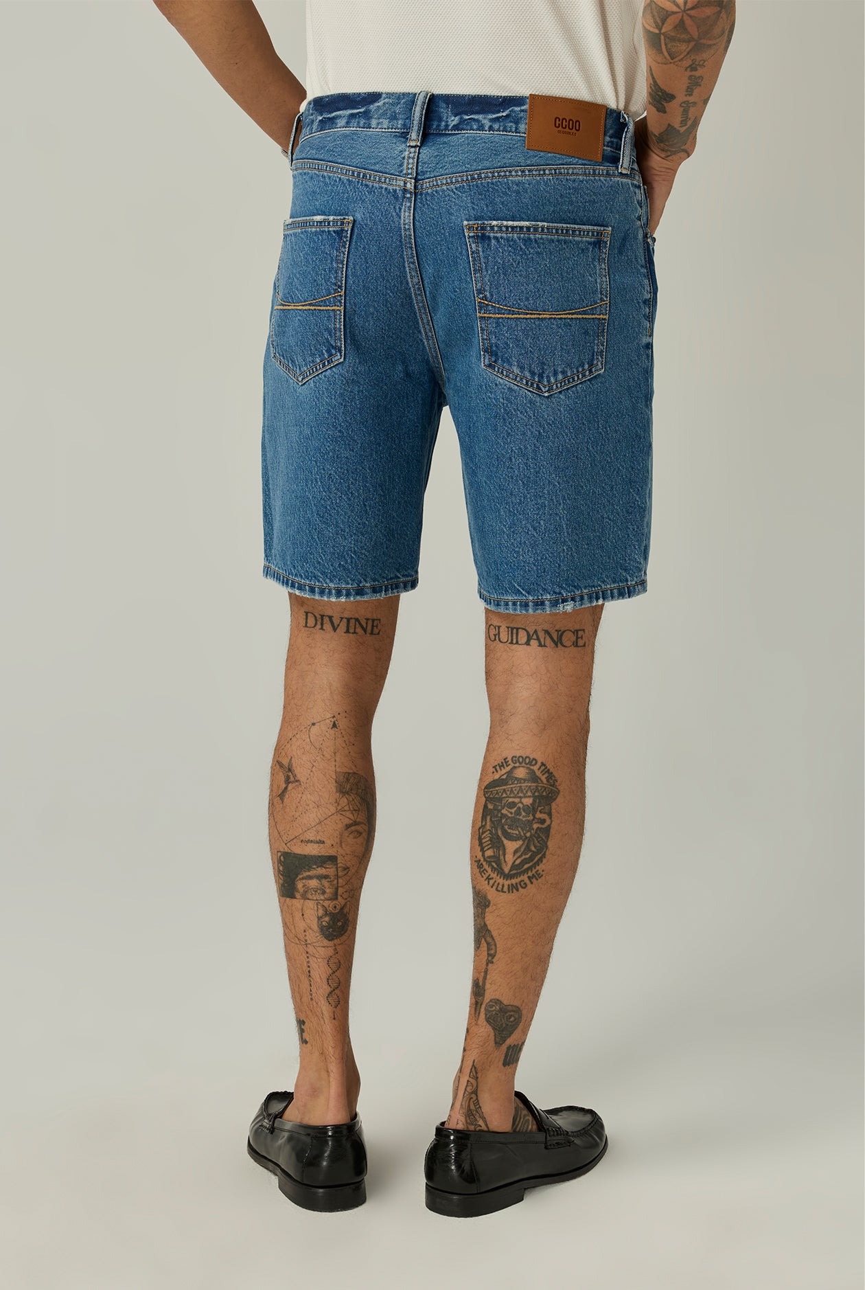 BLUE STRAIGHT DENIM SHORTS - CC Double O Official Store