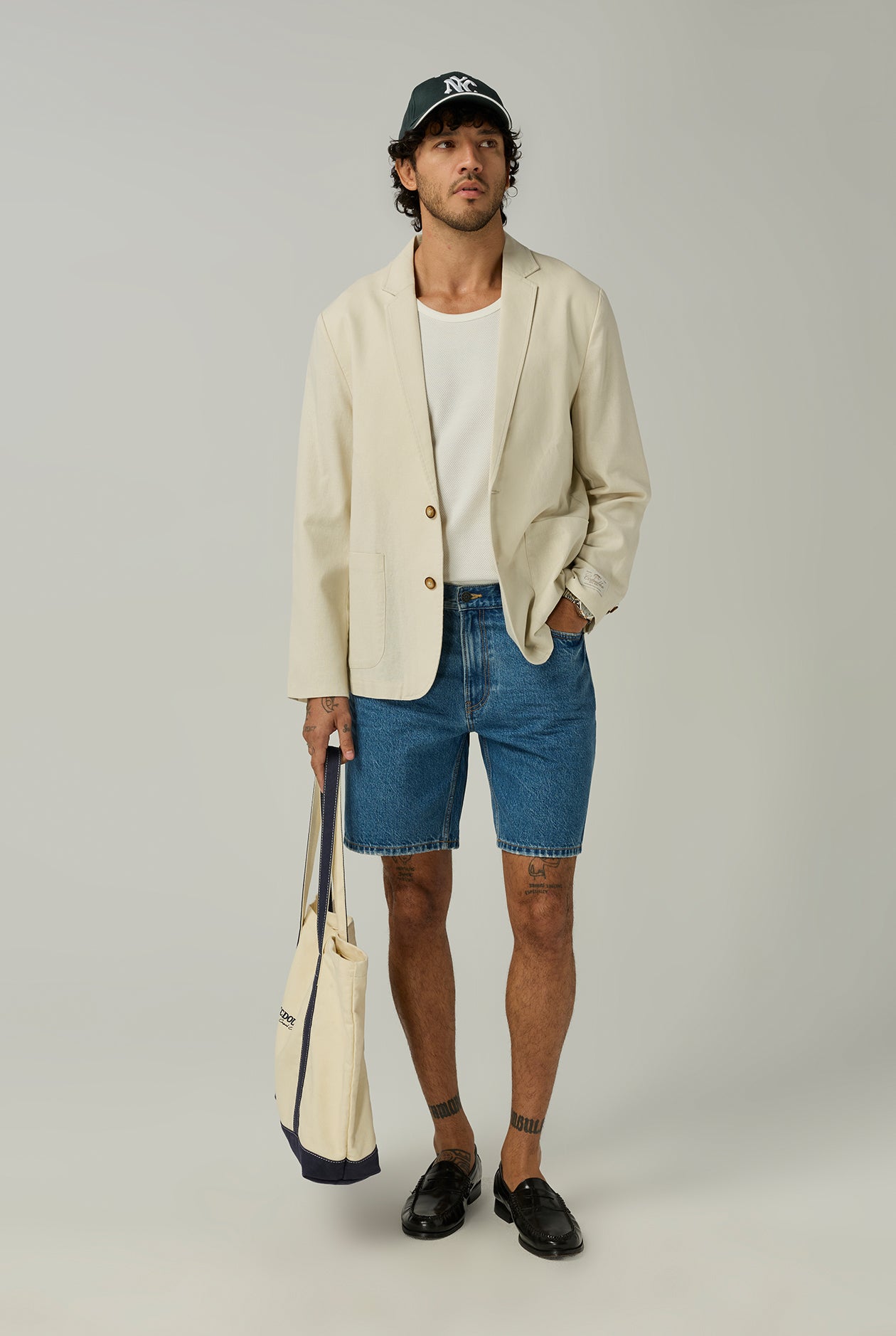 BLUE STRAIGHT DENIM SHORTS - CC Double O Official Store