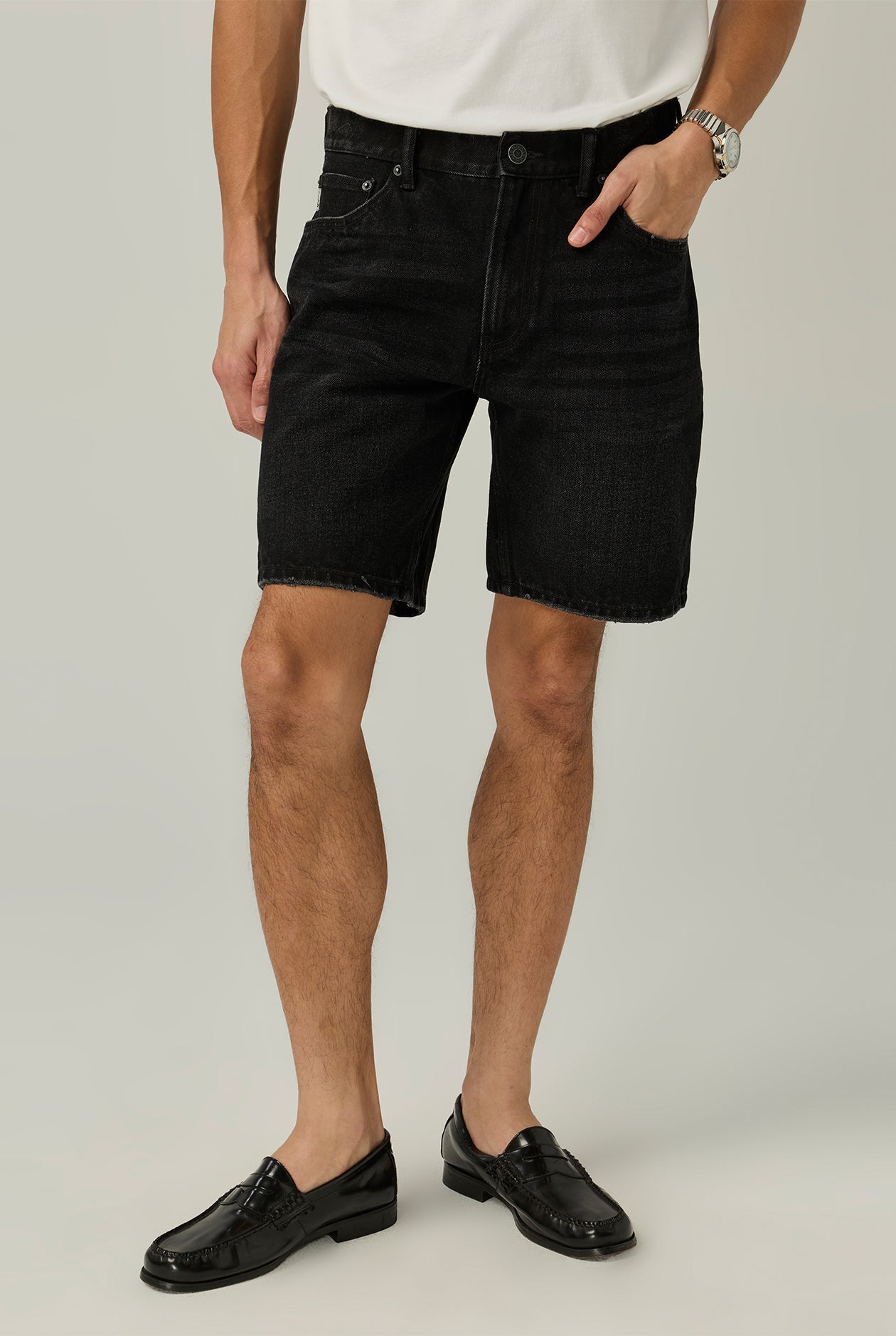 BLACK STRAIGHT DENIM SHORTS - CC Double O Official Store