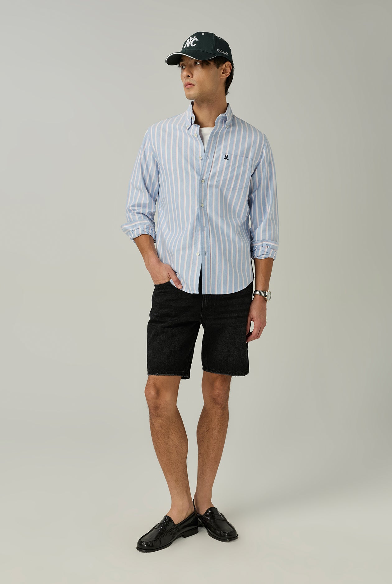 BLACK STRAIGHT DENIM SHORTS - CC Double O Official Store