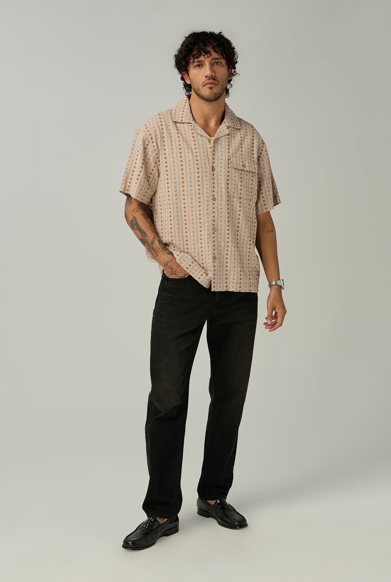 JACQUARD STRIPED SHORT SLEEVE SHIRT