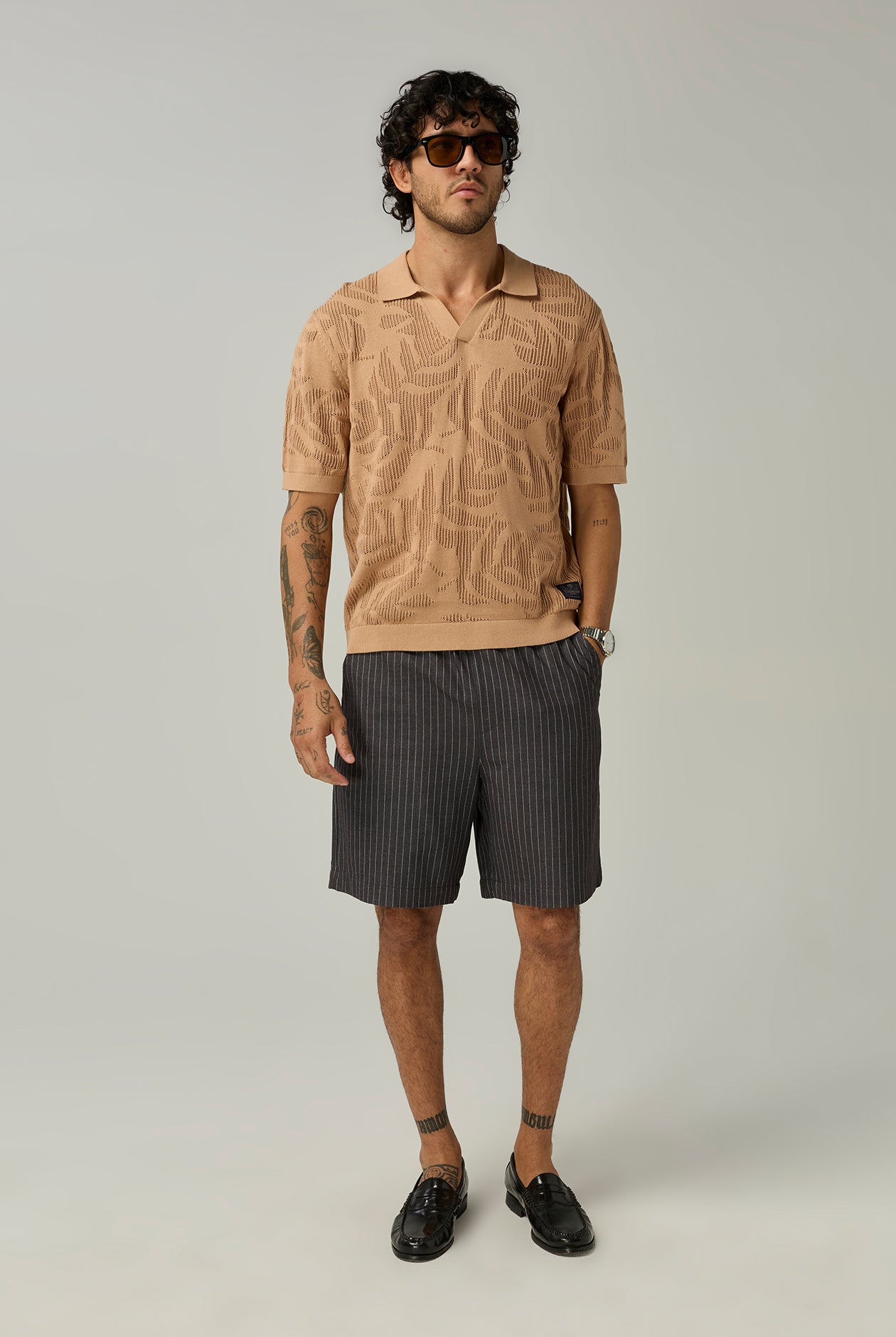 JACQUARD JOHNNY COLLAR POLO SHIRT