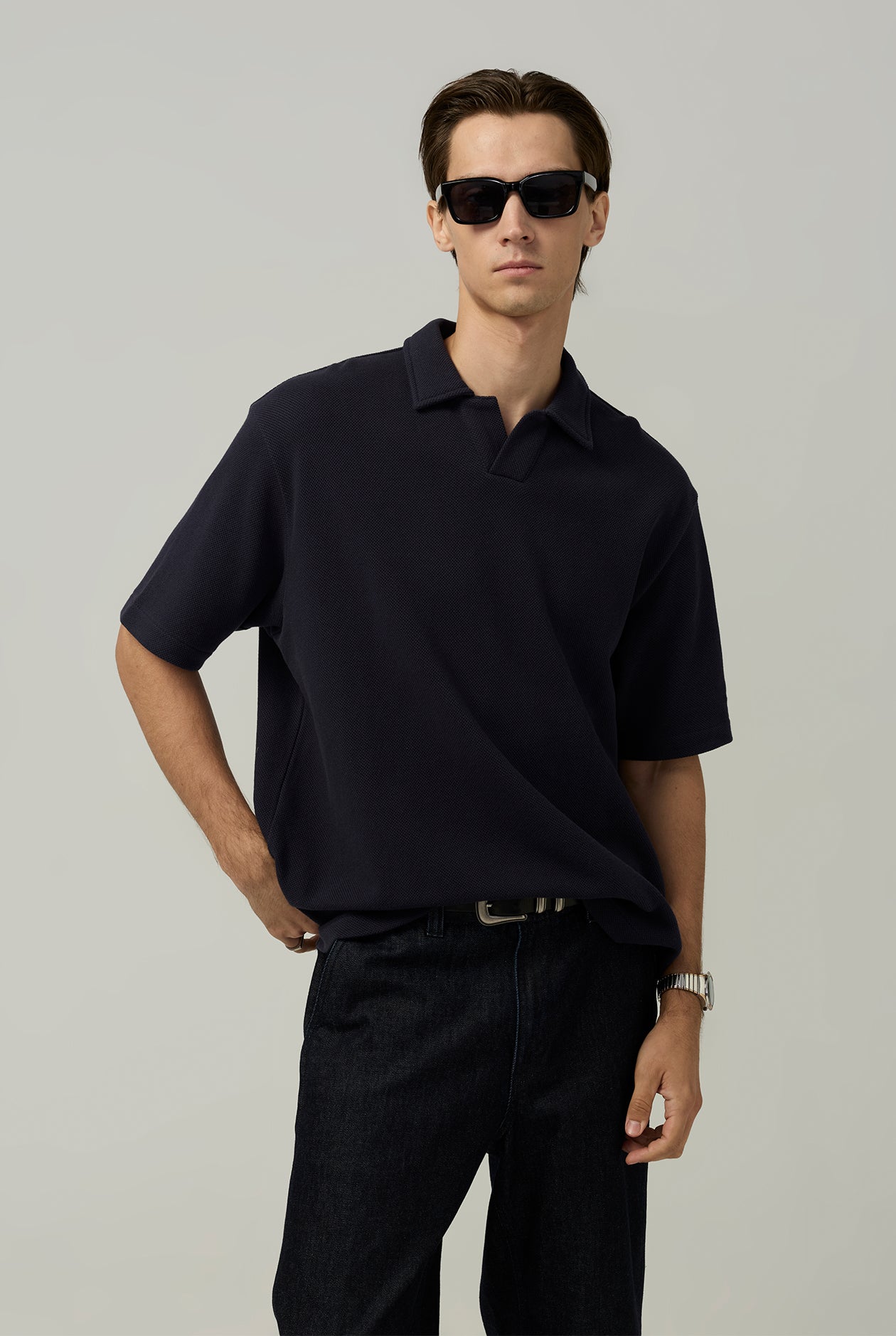 OPEN COLLAR POLO SHIRT
