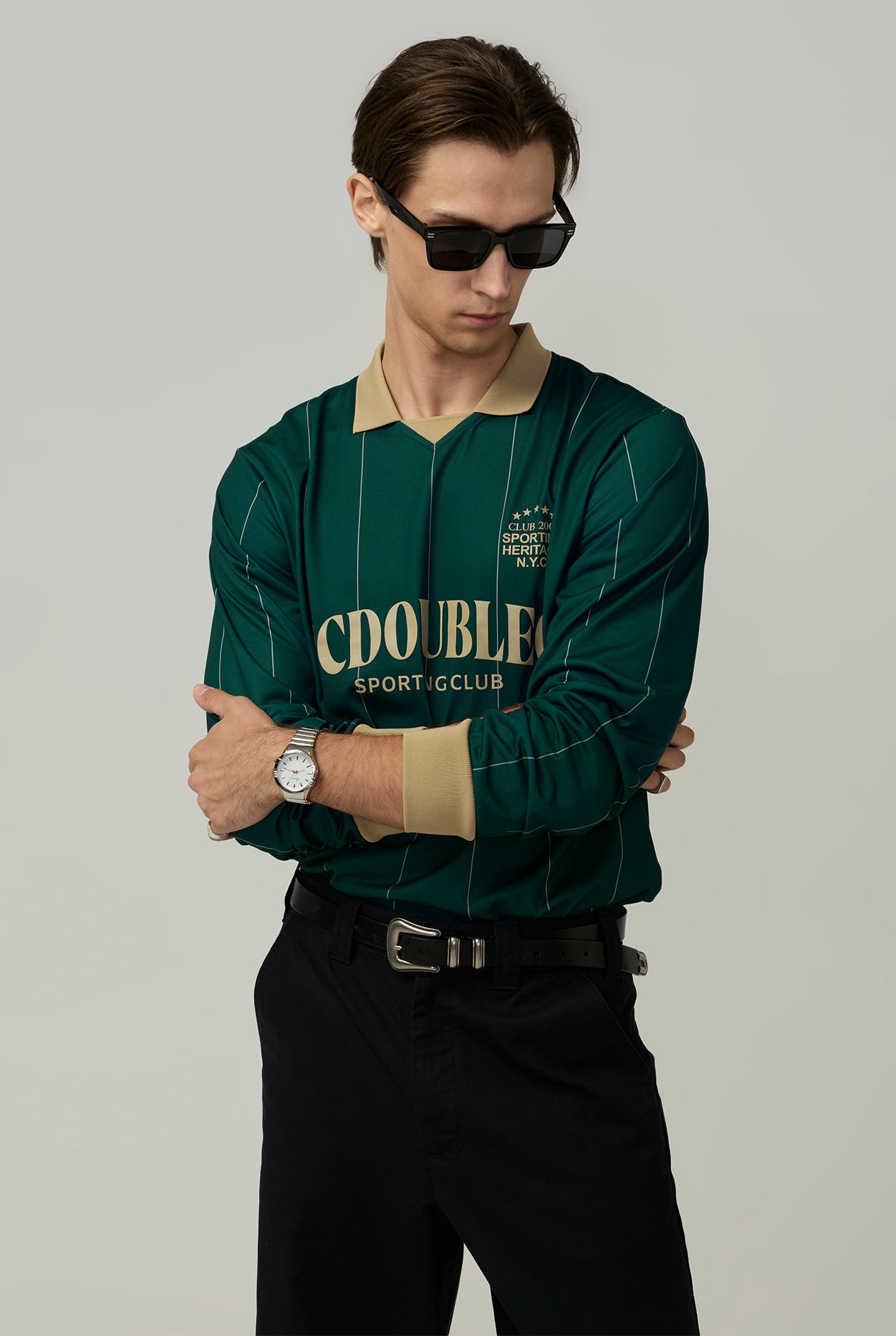 LONG SLEEVE PINSTRIPE POLO