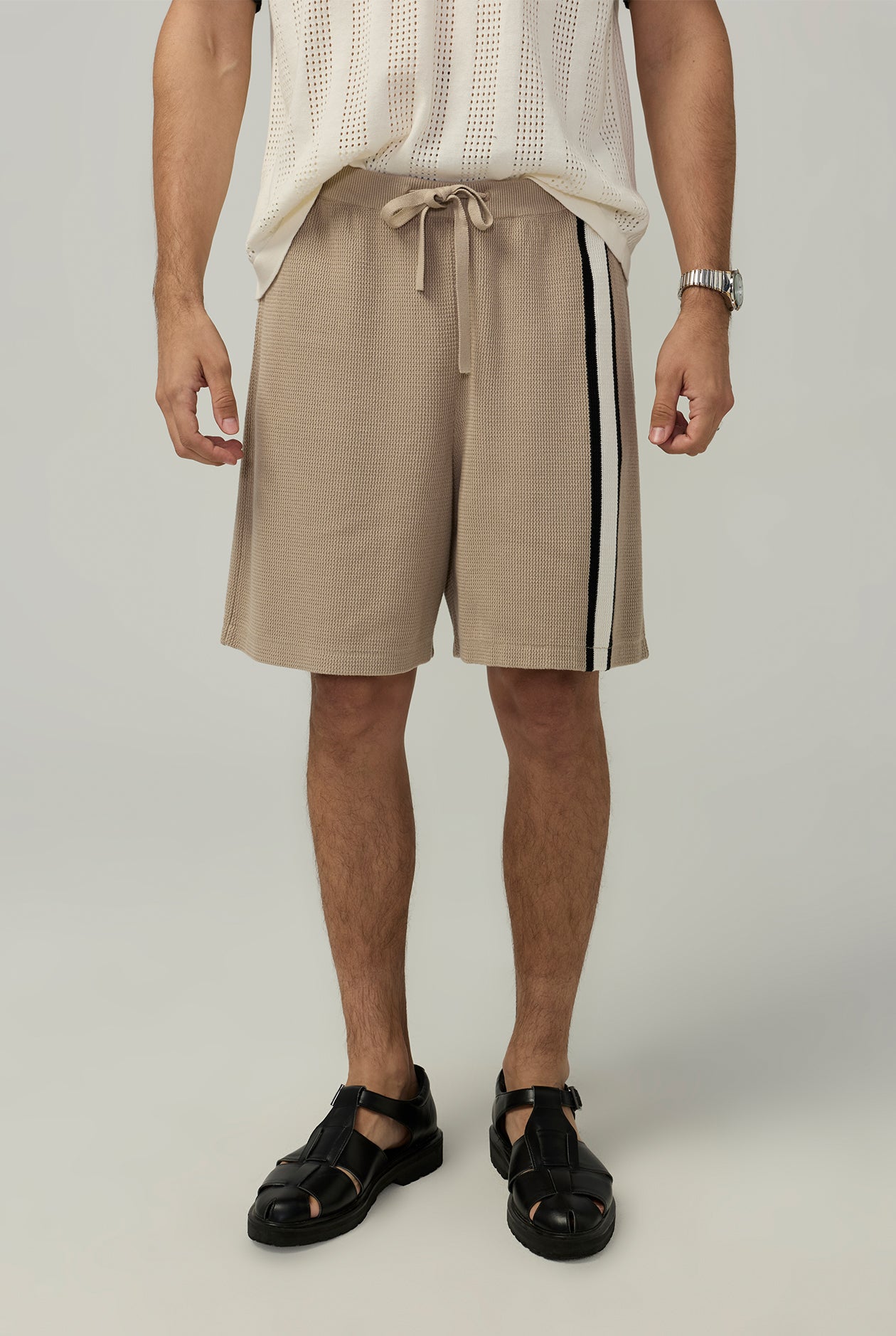 KNITTED TRACK SHORTS