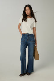 SCALLOP TRIM KNITTED TOP