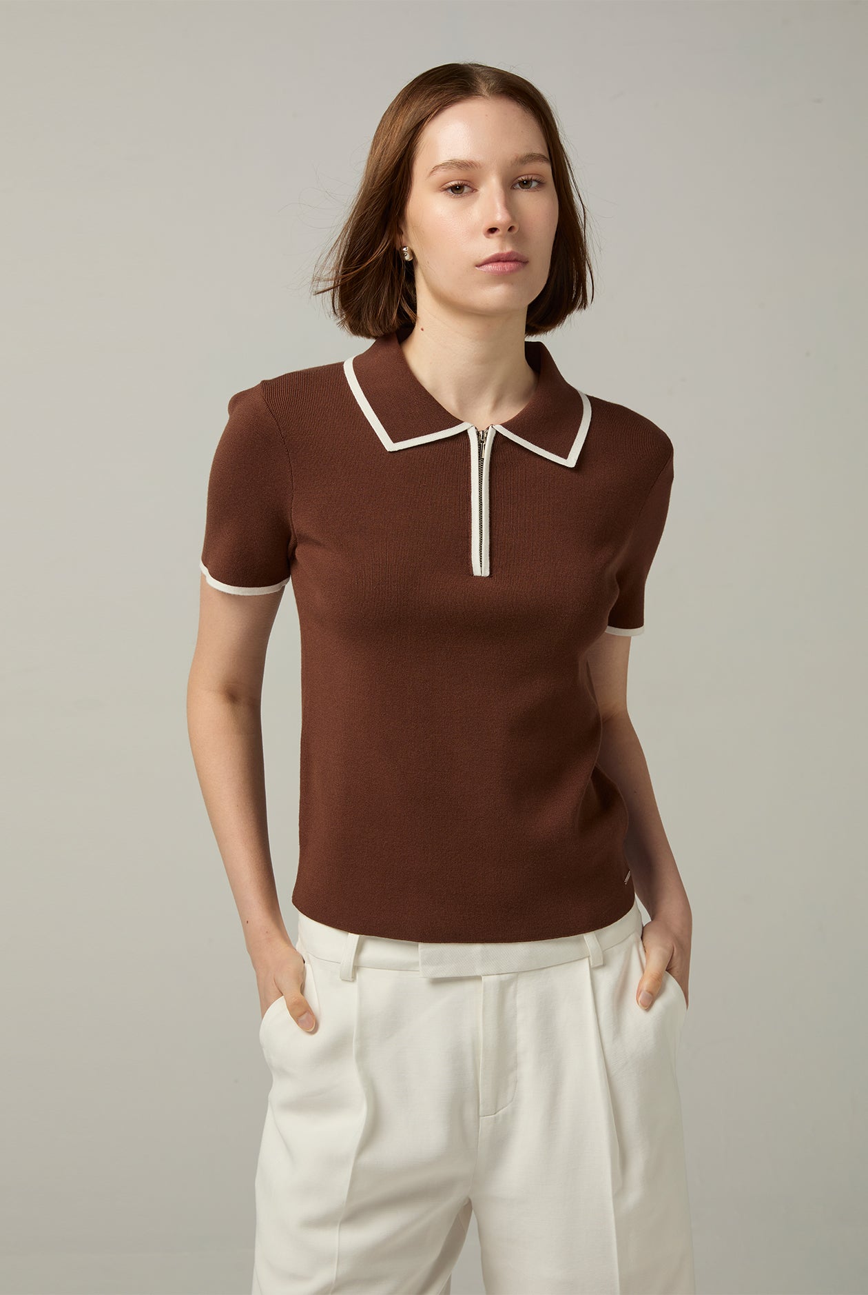 HALF-ZIP KNITTED POLO