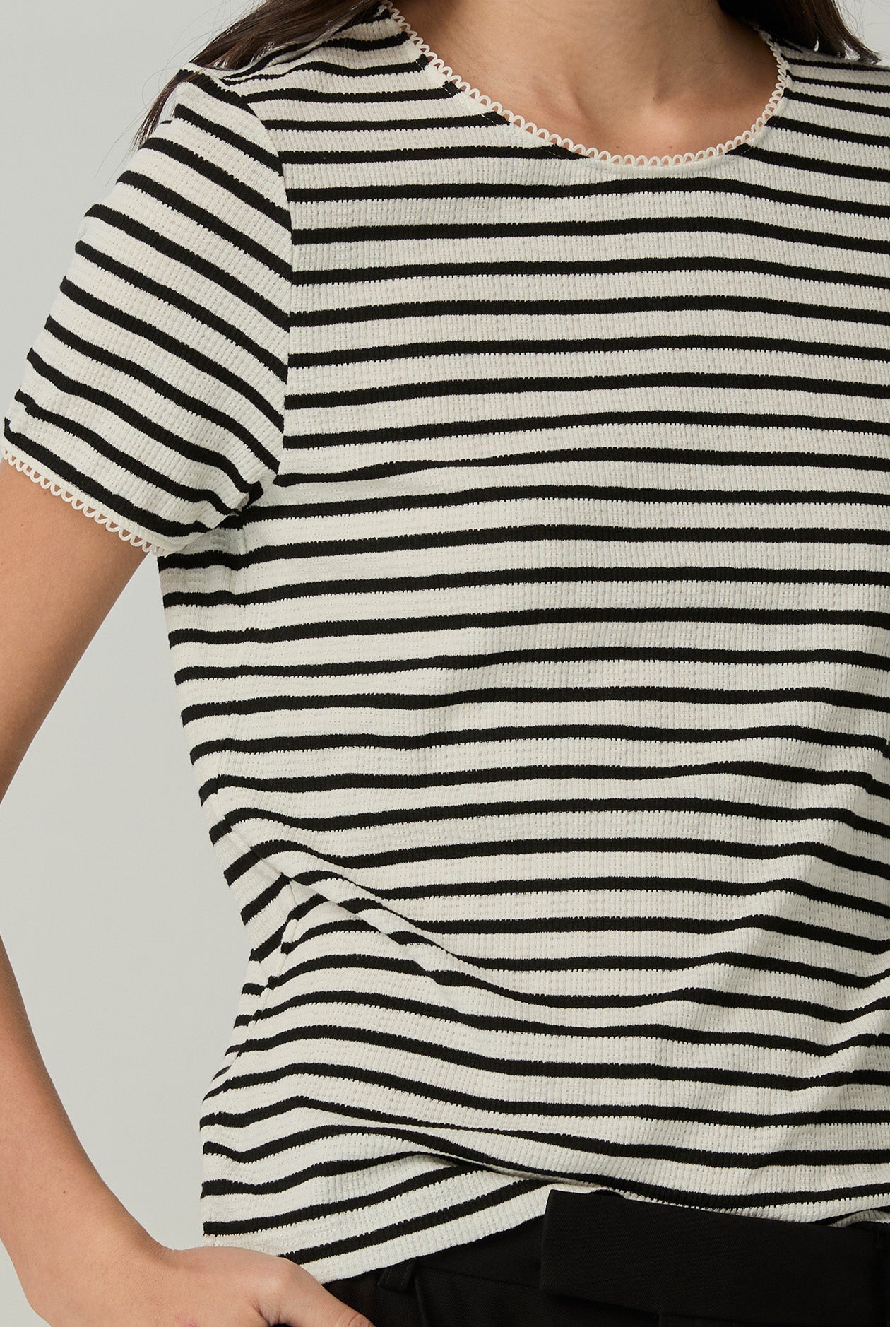 OPENWORK STRIPE KNIT TEE