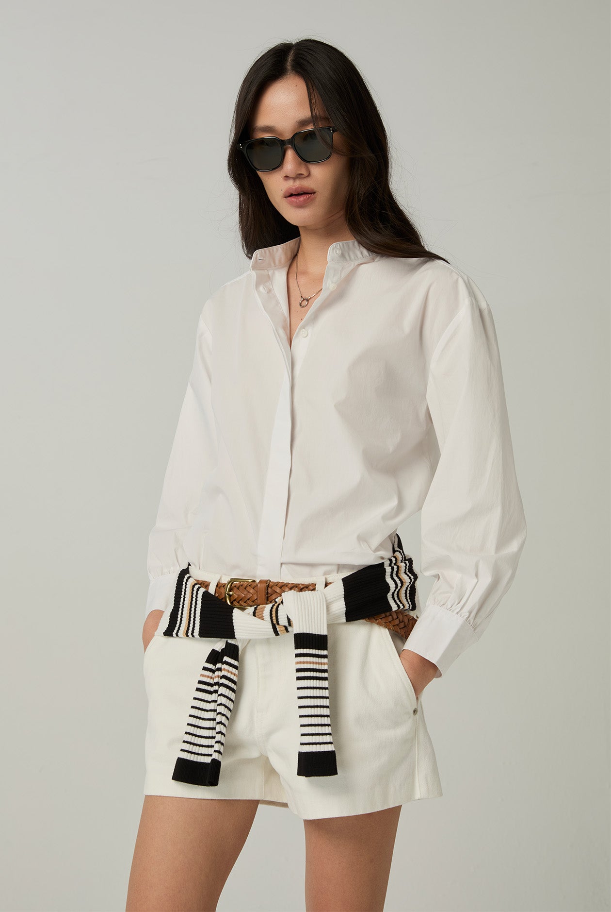 OVERSIZED MANDARIN COLLAR BLOUSE - CC Double O Official Store