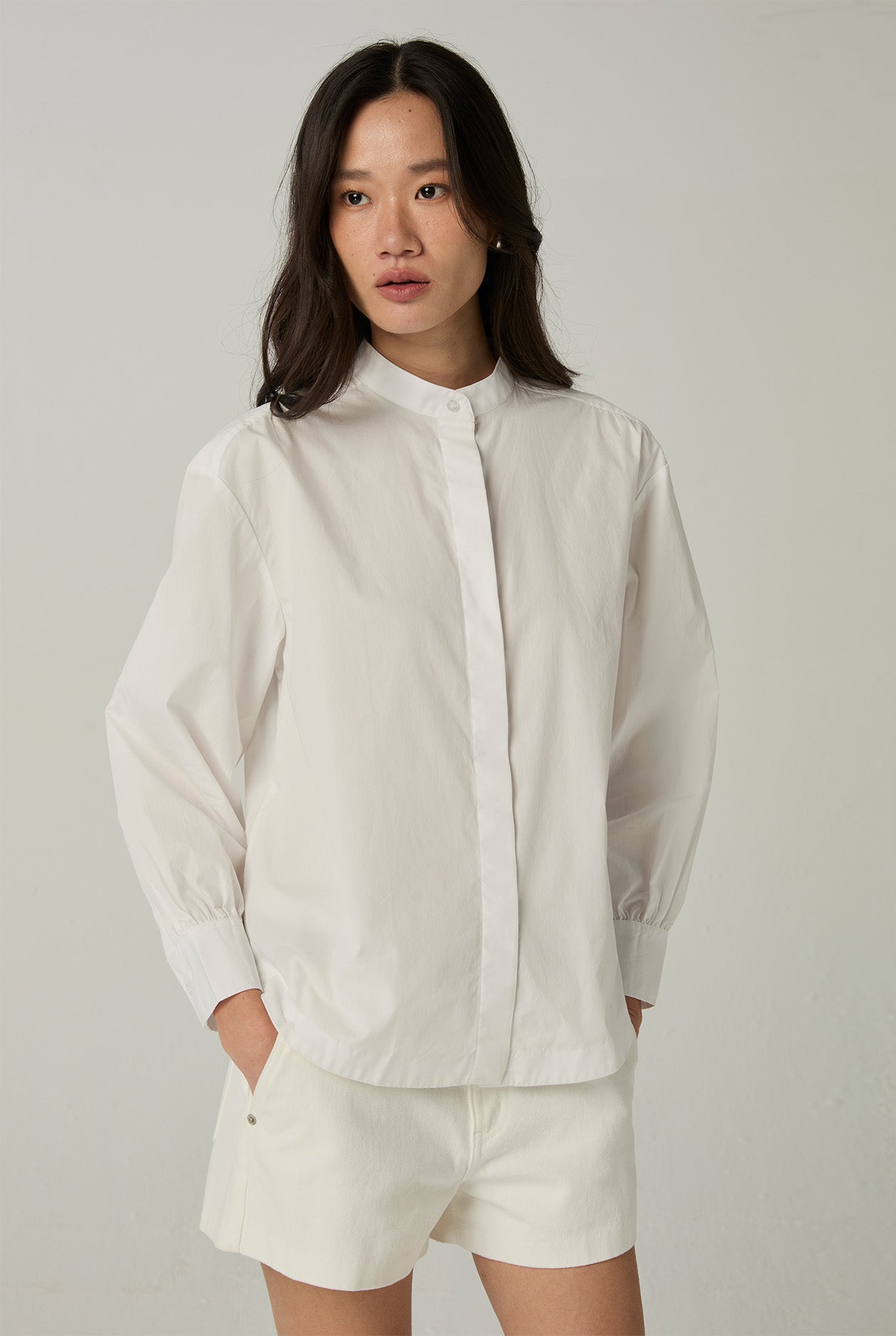 OVERSIZED MANDARIN COLLAR BLOUSE - CC Double O Official Store