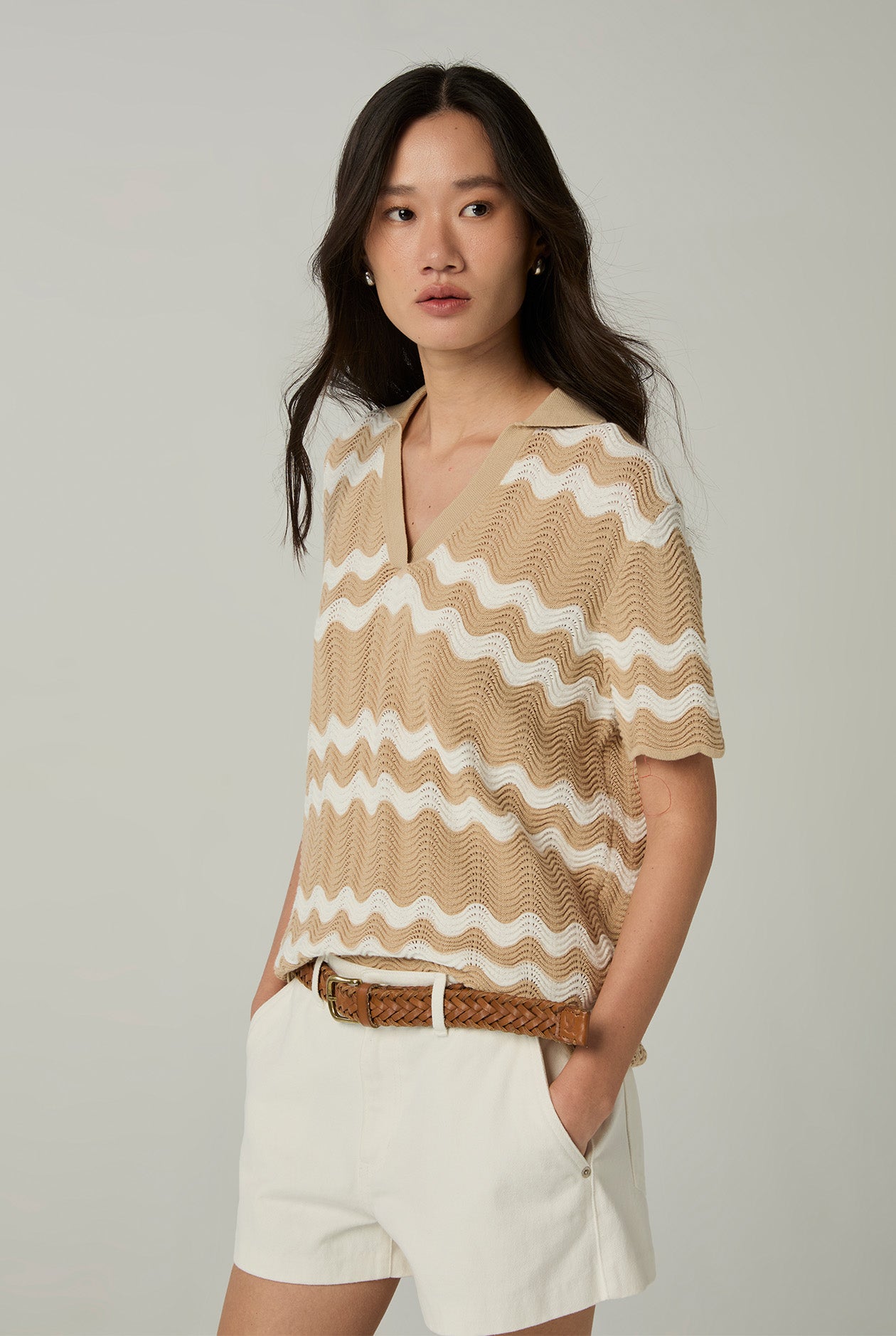 WAVE CROCHET KNITTED TOP