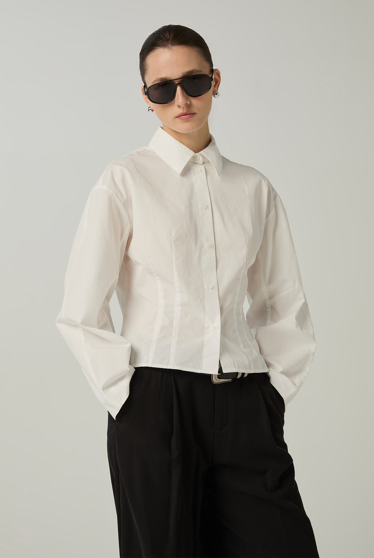 CROPPED COTTON POPLIN SHIRT