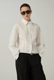 CROPPED COTTON POPLIN SHIRT