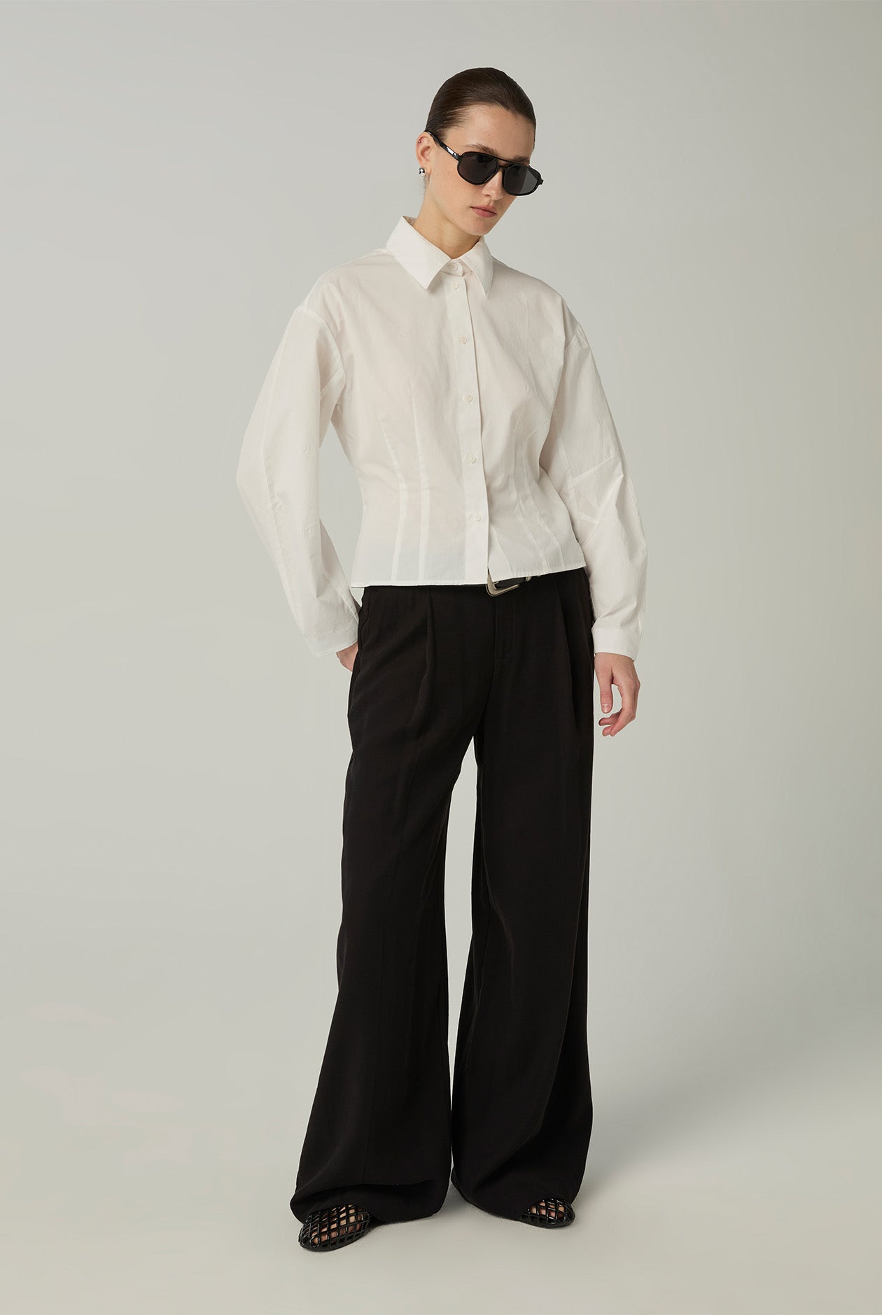 CROPPED COTTON POPLIN SHIRT