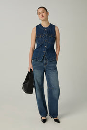 CREW NECK DENIM VEST