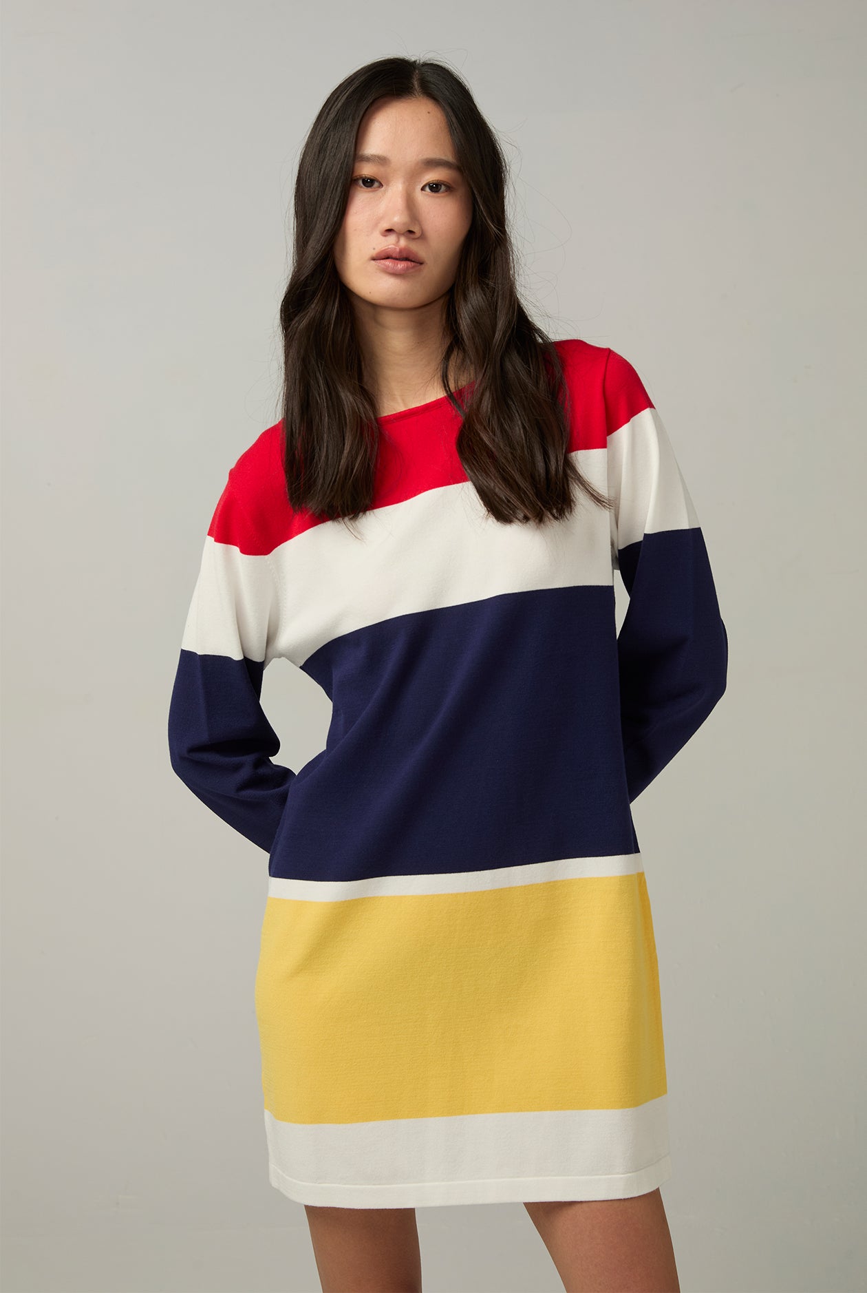 MULTI STRIPE KNITTED DRESS