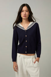 SAILOR COLLAR CROPPED CARDIGAN