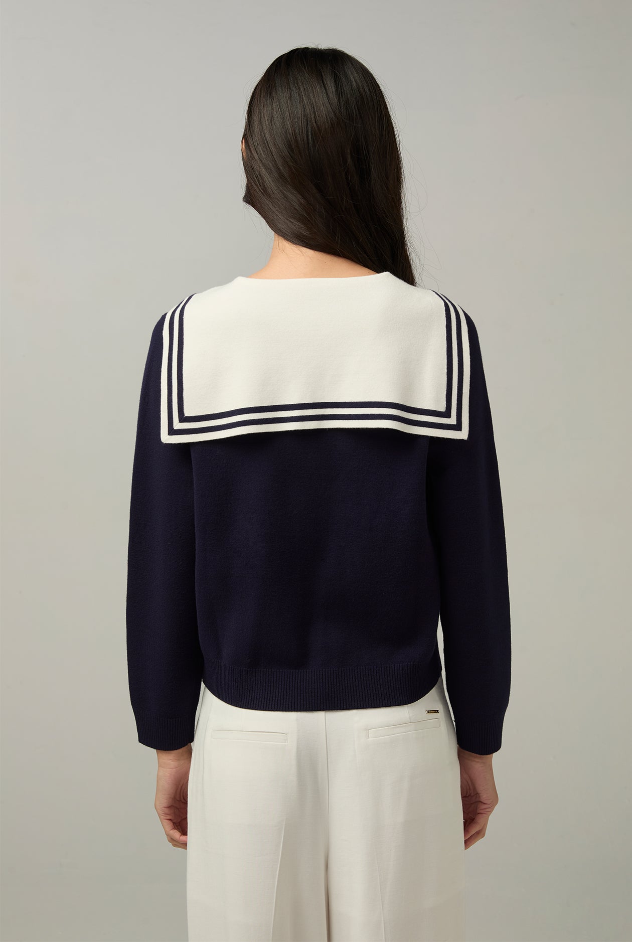 SAILOR COLLAR CROPPED CARDIGAN