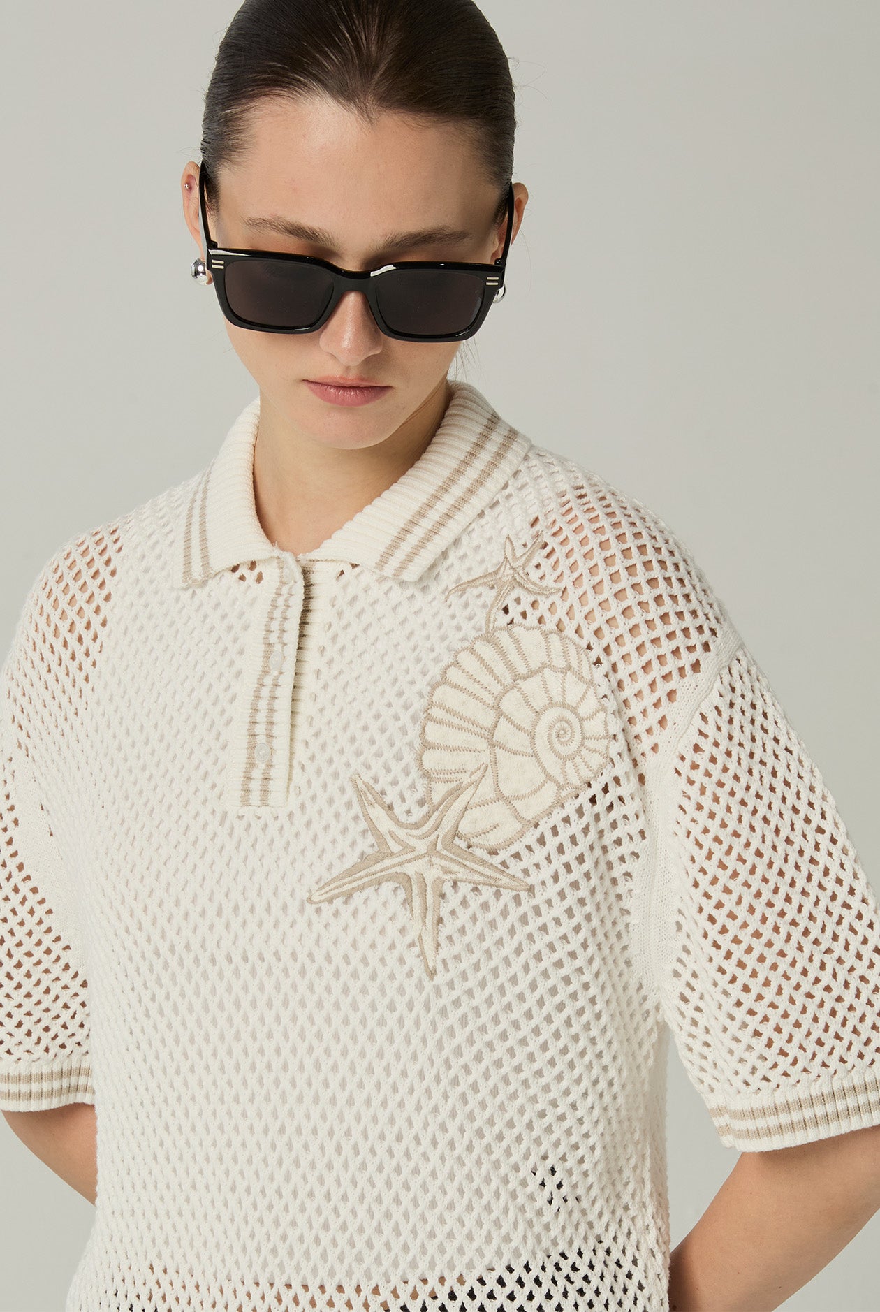 SEA ANIMALS CROCHET POLO SHIRT