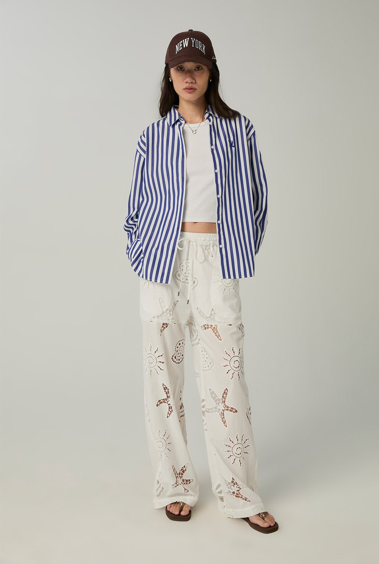 EMBROIDERED SEA  ANIMAL DRAWSTRING PANTS